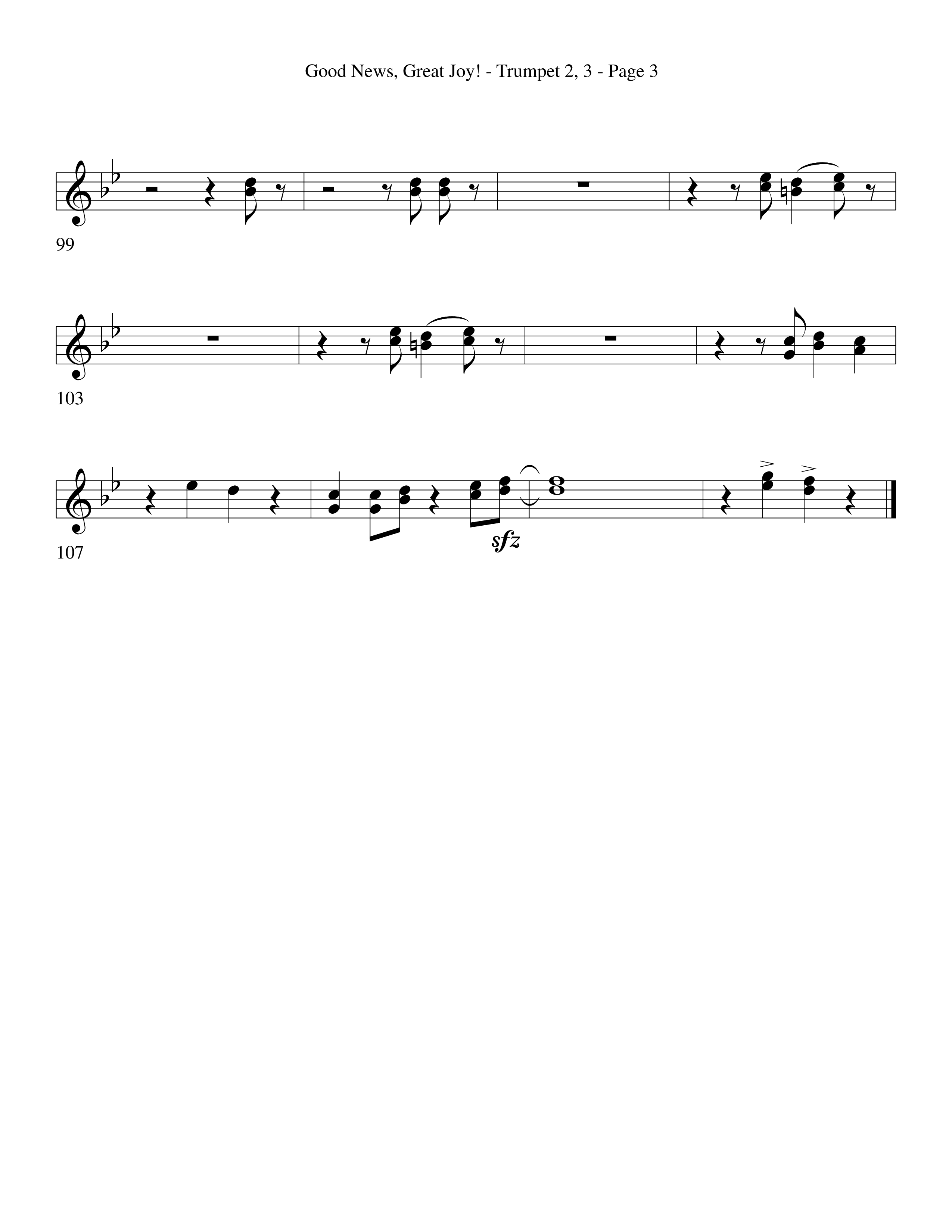 Good News Great Joy (Choral Anthem SATB) Trumpet 2/3 (Word Music Choral / Arr. David Clydesdale)