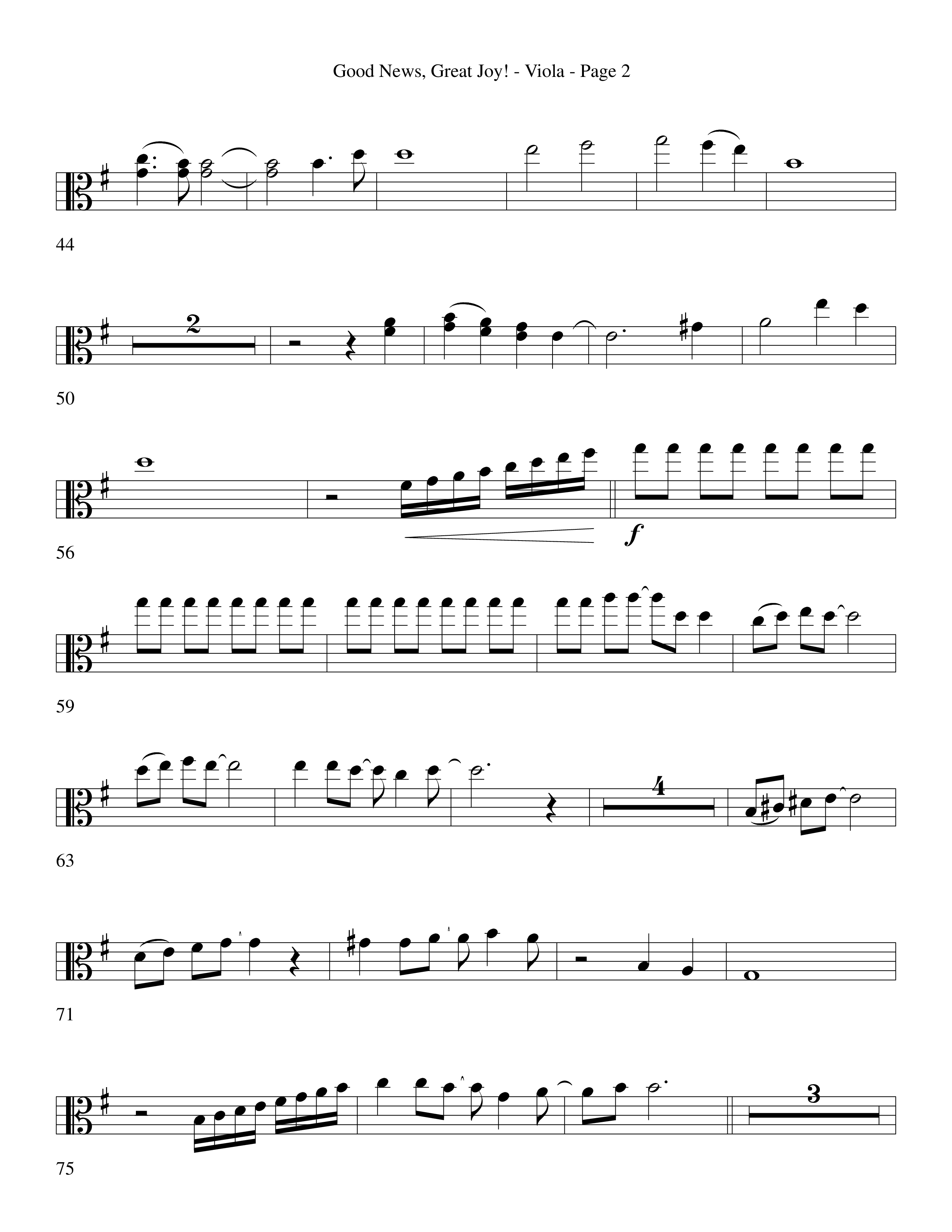 Good News Great Joy (Choral Anthem SATB) Viola (Word Music Choral / Arr. David Clydesdale)