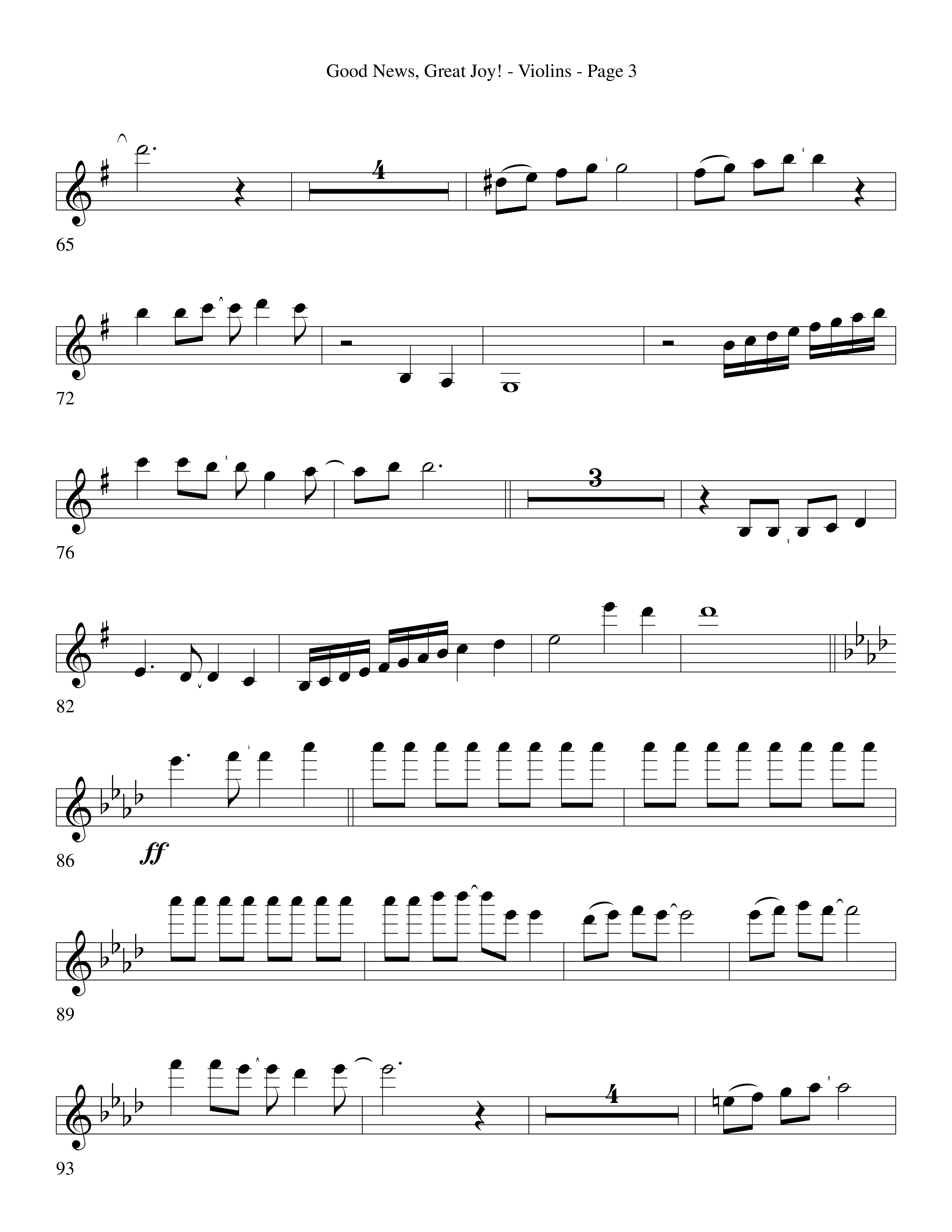Good News Great Joy (Choral Anthem SATB) Violins (Word Music Choral / Arr. David Clydesdale)