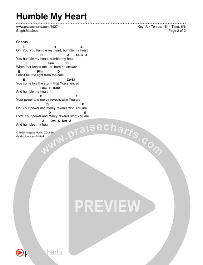 Humble My Heart Chord Chart (Steph Macleod)