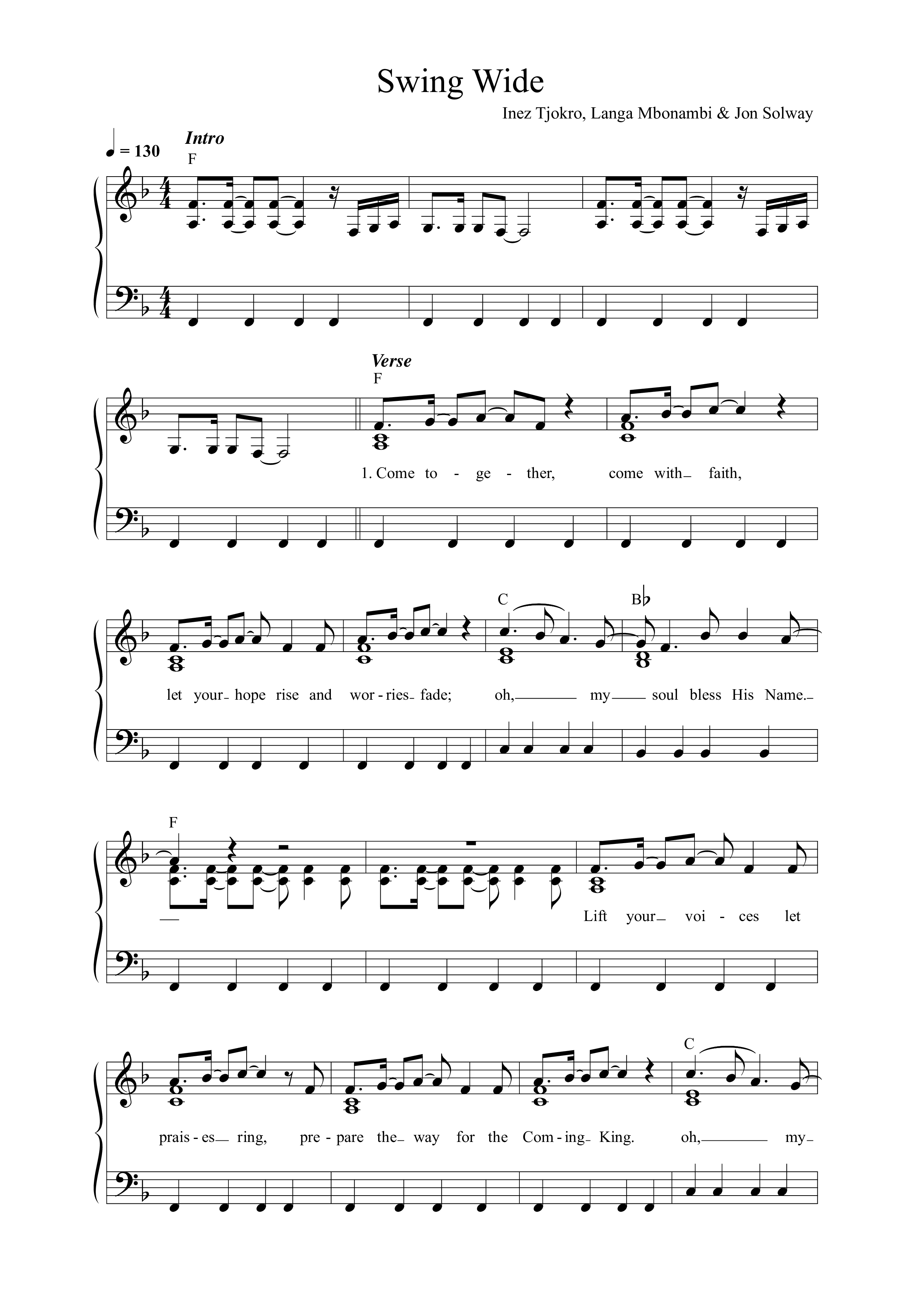 Swing Wide Lead Sheet Melody (Dreaming The Impossible / Vineyard Worship)