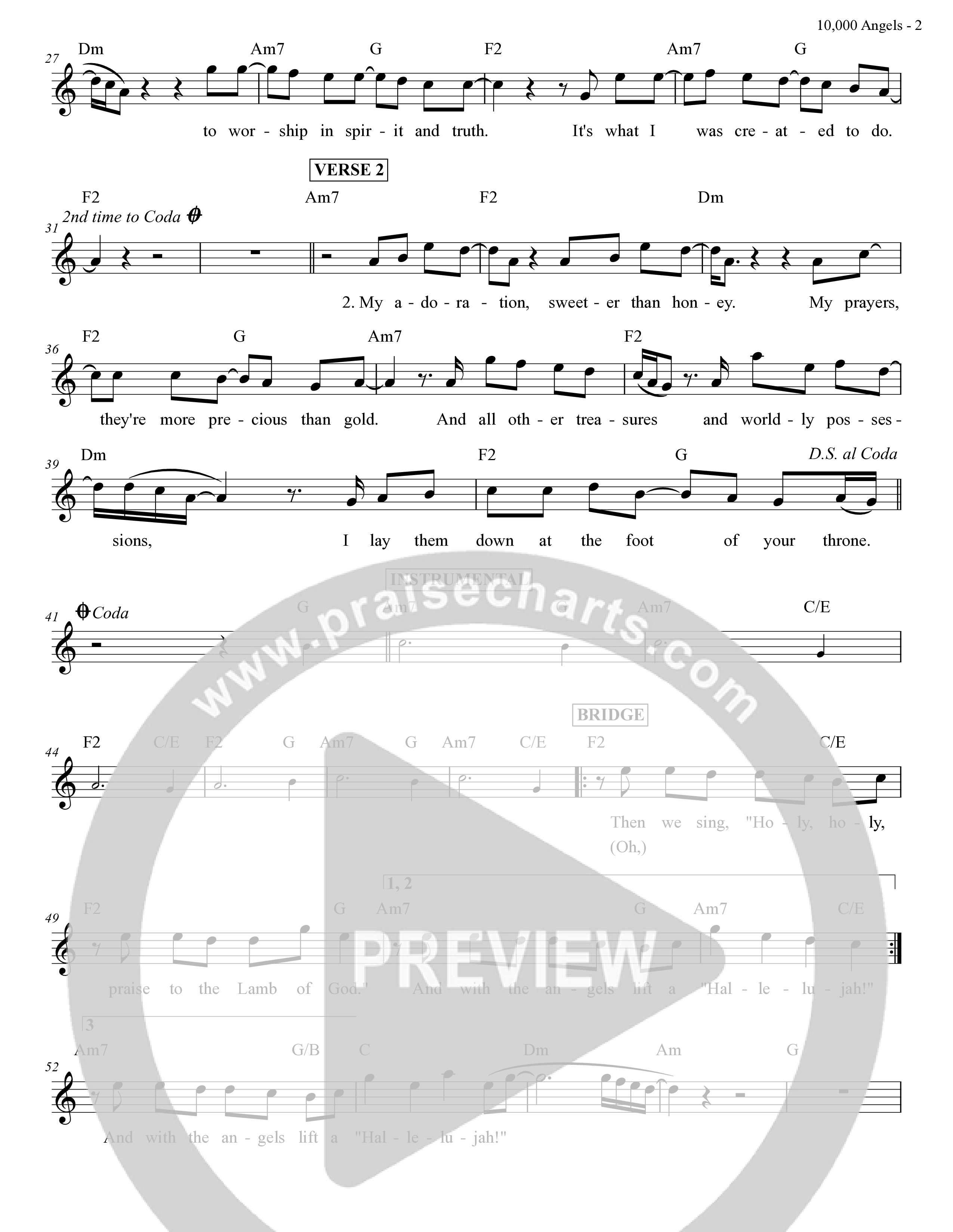 10,000 Angels Lead Sheet Melody (The Heights Worship / Josh Weathers)