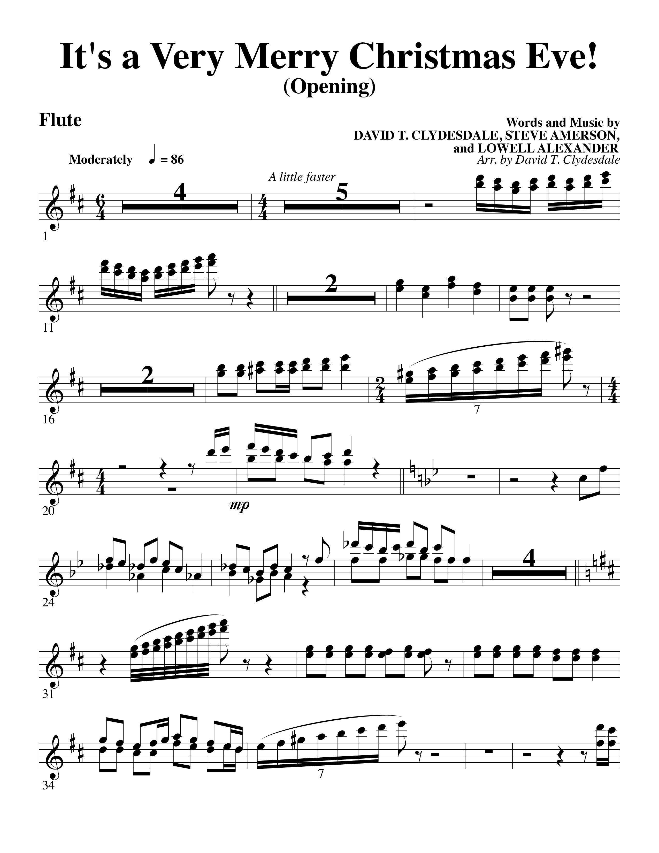 It's A Very Merry Christmas Eve (Choral Anthem SATB) Flute (Word Music Choral / Arr. David Clydesdale)