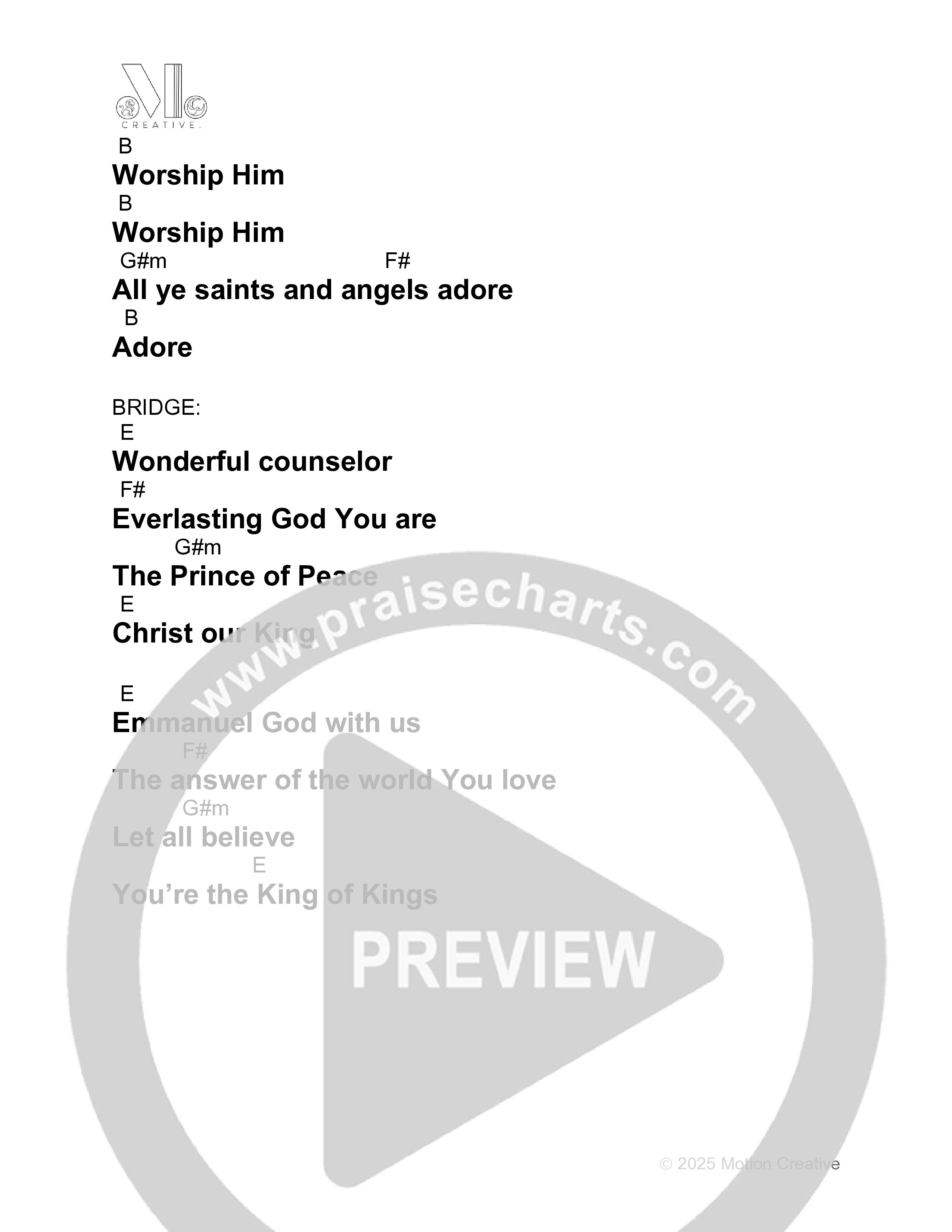 Adore Chord Chart (Motion Creative)