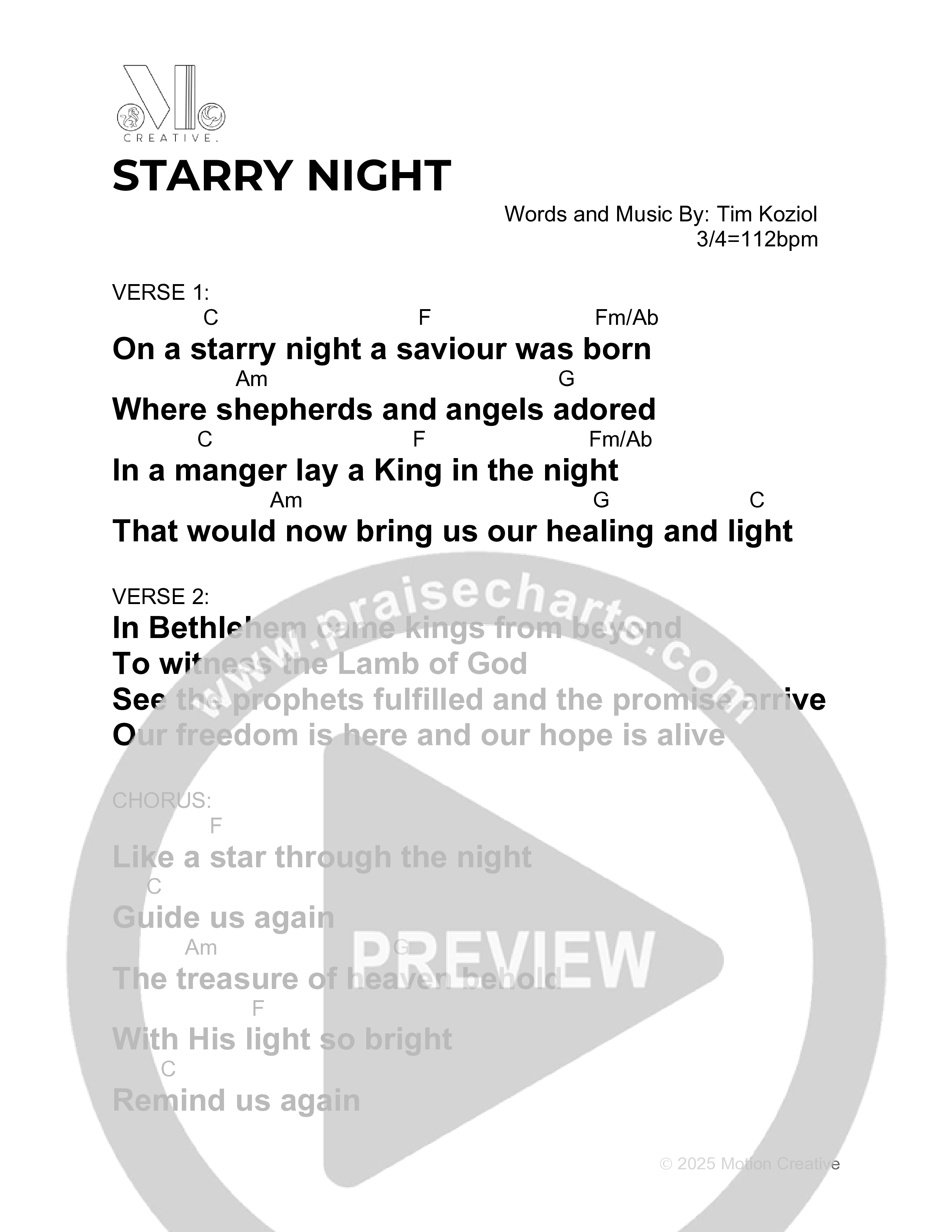 Starry Night Chord Chart (Motion Creative)