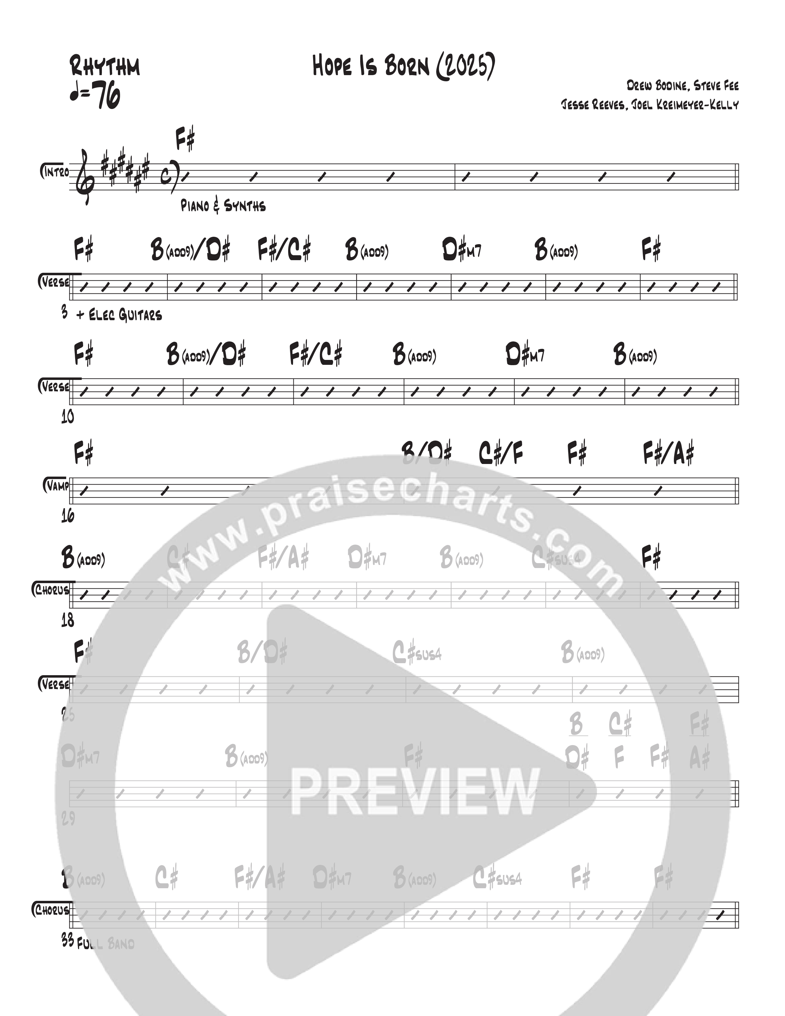 Hope Is Born (2025) Rhythm Chart (Central Live)