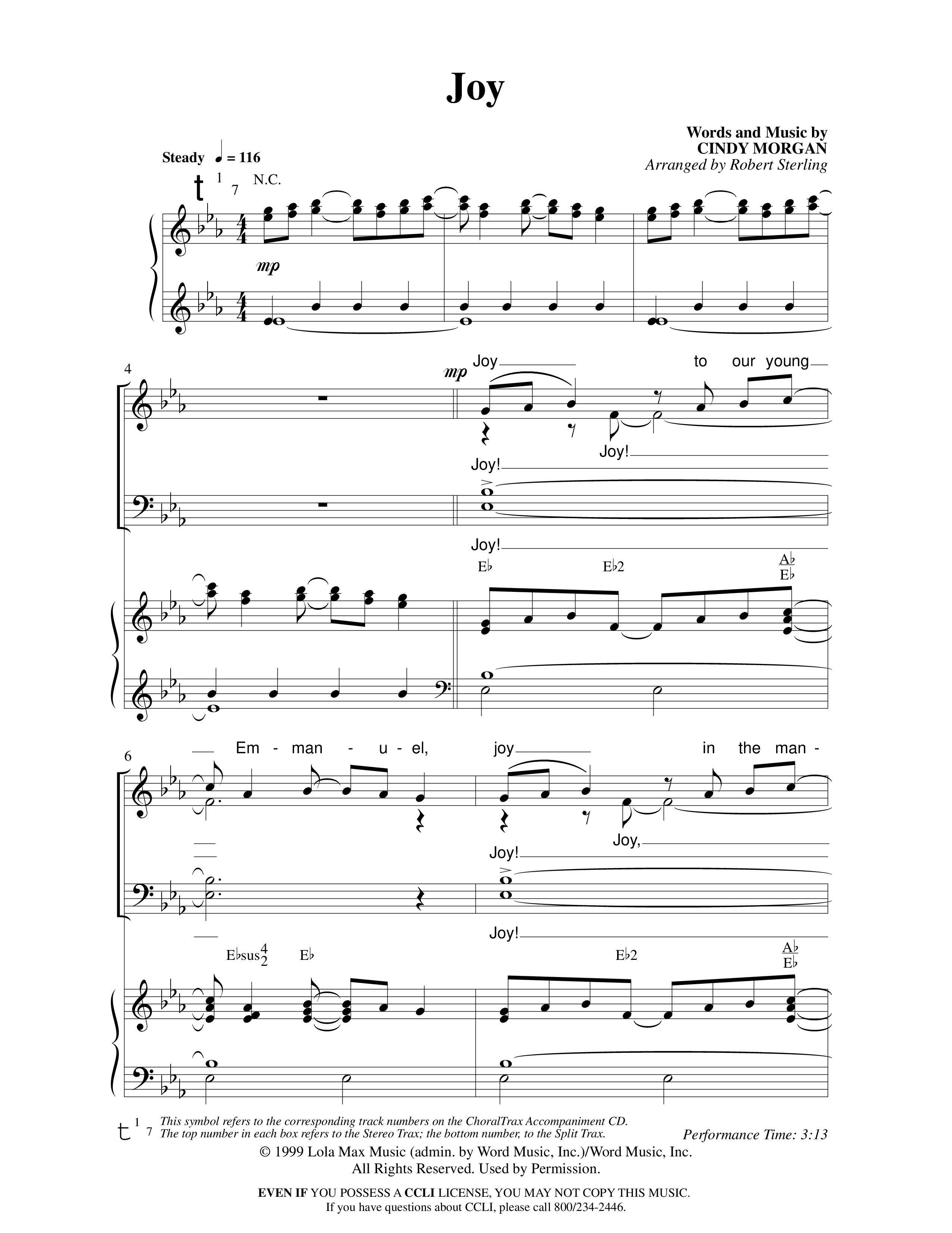 Joy (Choral Anthem SATB) Anthem (SATB/Piano) (Word Music Choral / Arr. Robert Sterling)