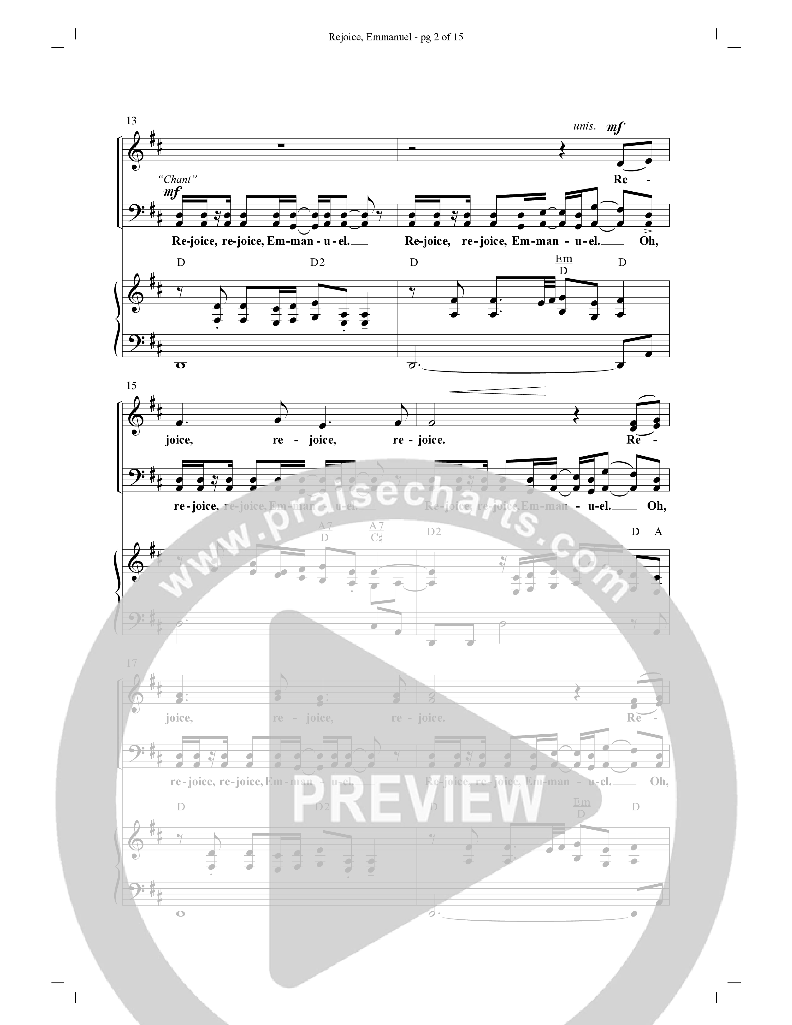 Rejoice Emmanuel (Choral Anthem SATB) Anthem (SATB/Piano) (Word Music Choral / Arr. David Hamilton)