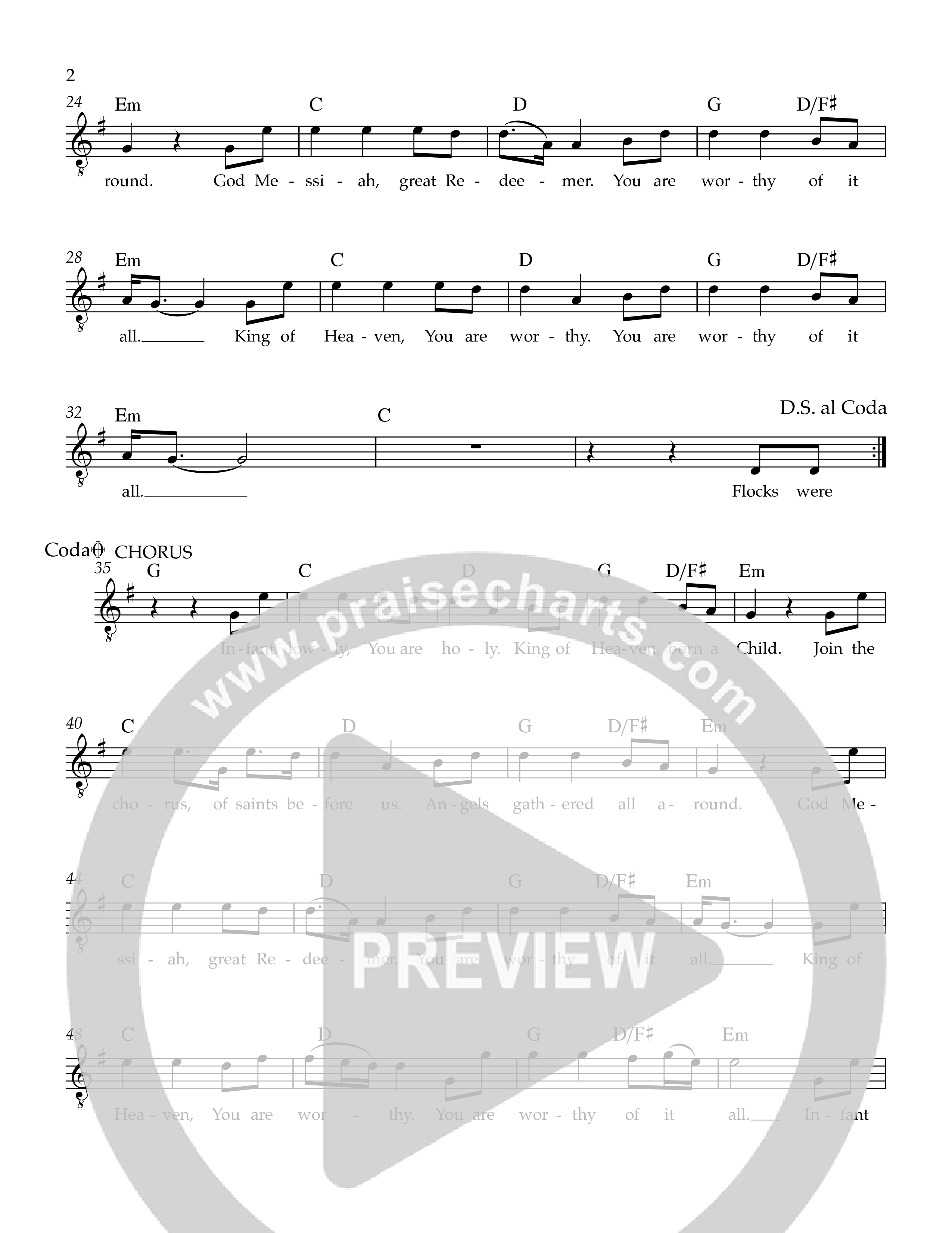 Infant Holy Infant Lowly Lead Sheet Melody (Ezra Worship Initiative)