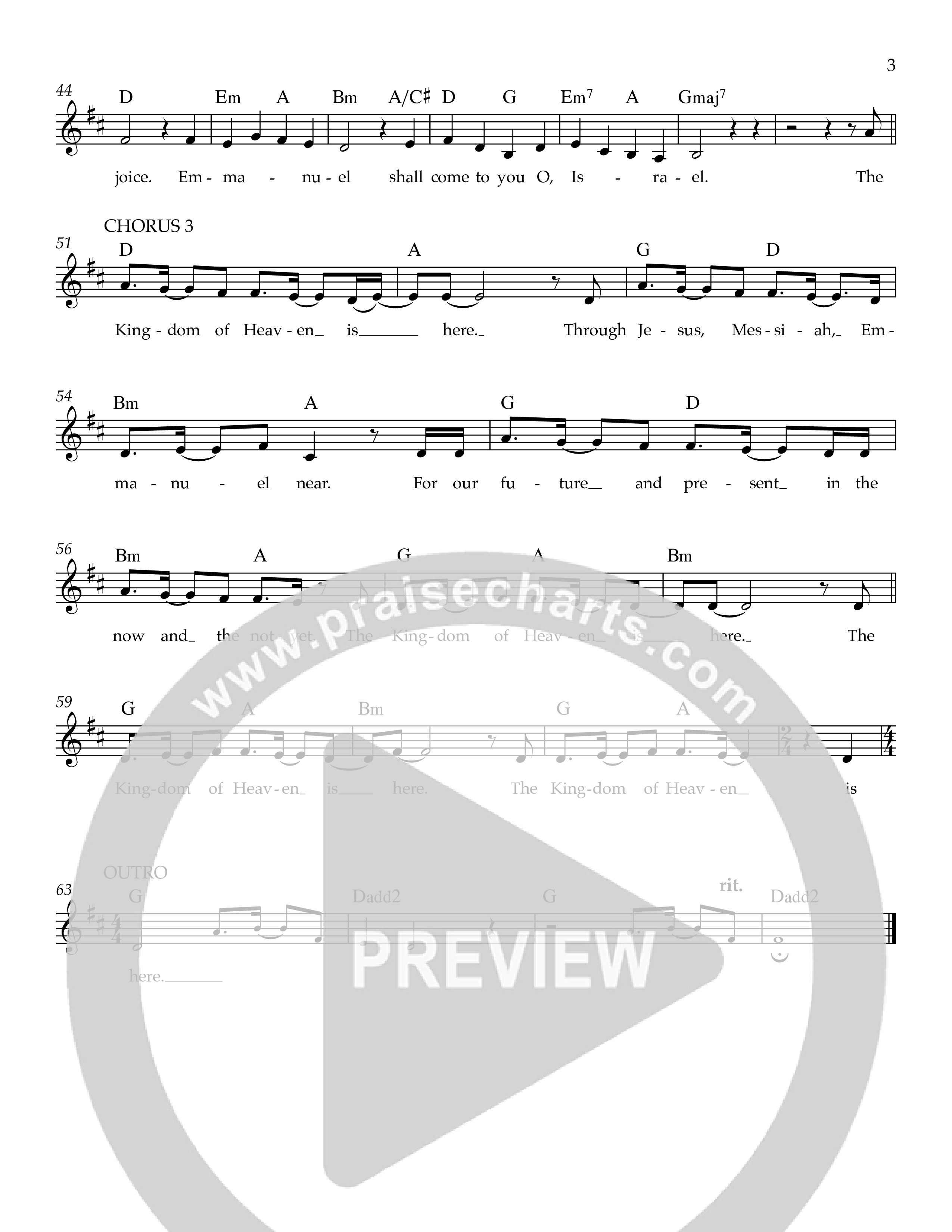 The Kingdom Of Heaven Is Here Lead Sheet Melody (Ezra Worship Initiative)