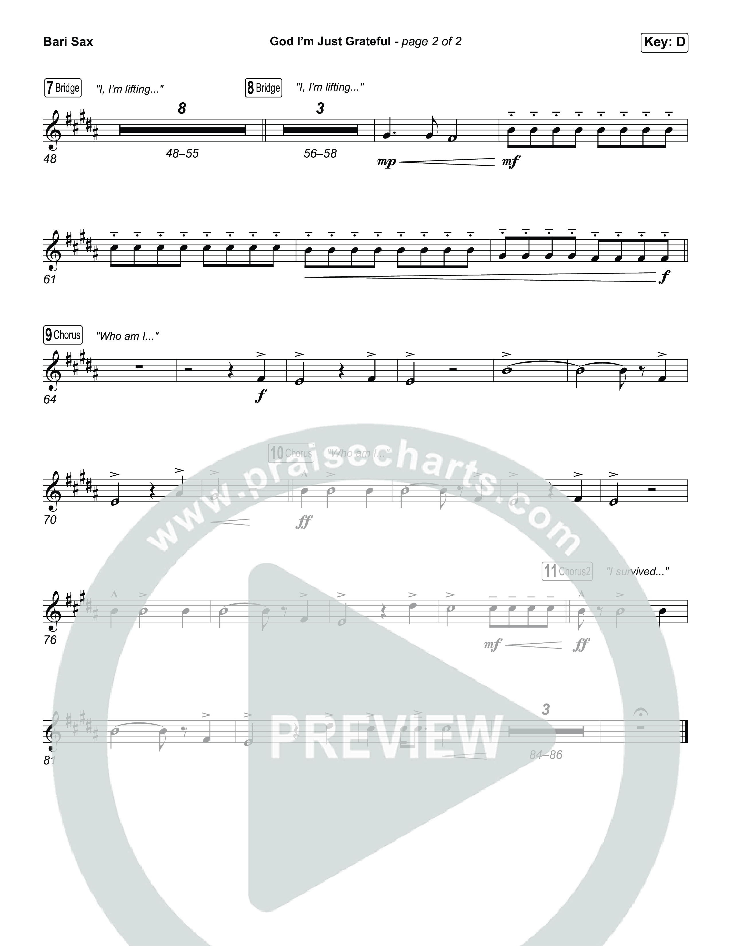 God I'm Just Grateful (Choral Anthem SATB) Bari Sax (Elevation Worship / Chandler Moore / Arr. Luke Gambill)