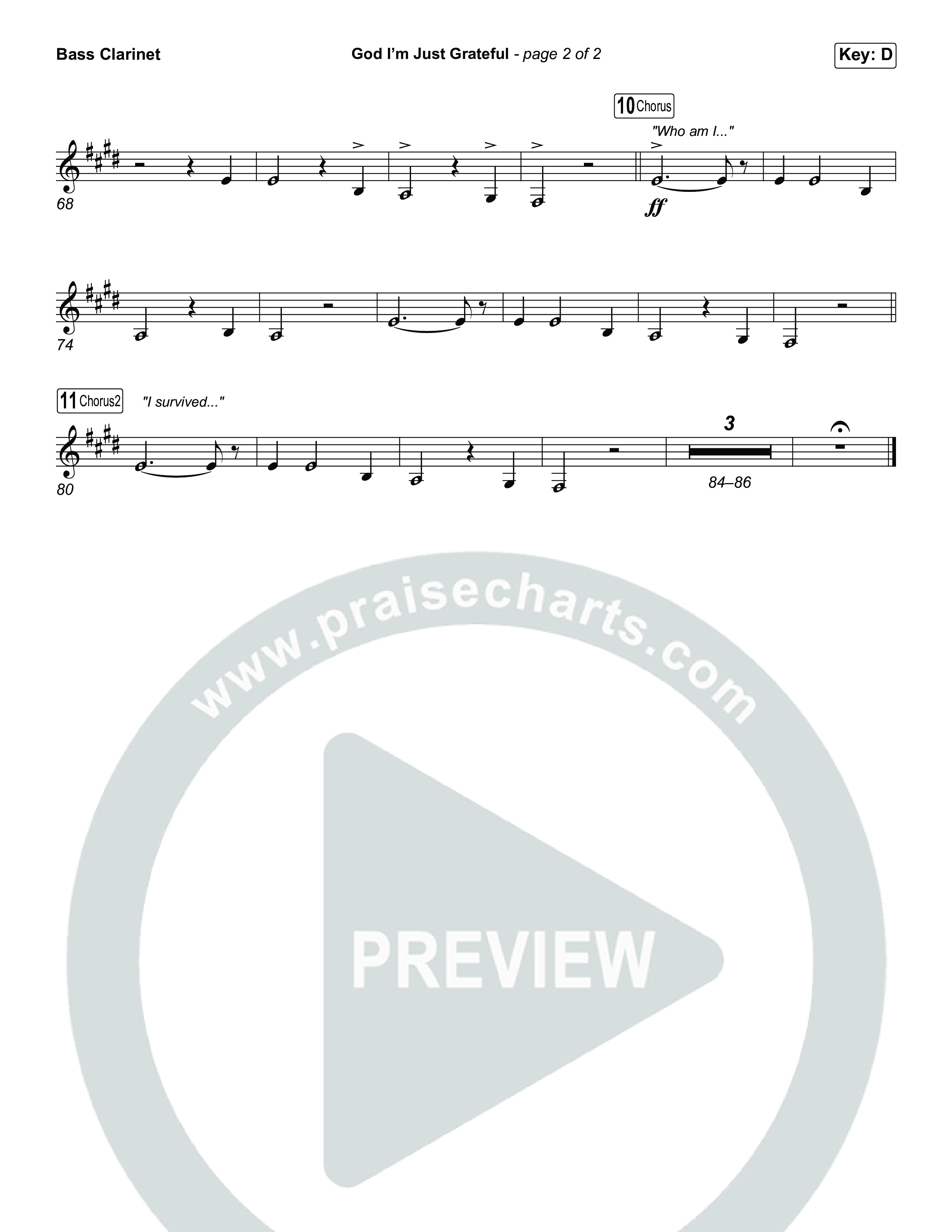 God I'm Just Grateful (Choral Anthem SATB) Bass Clarinet (Elevation Worship / Chandler Moore / Arr. Luke Gambill)