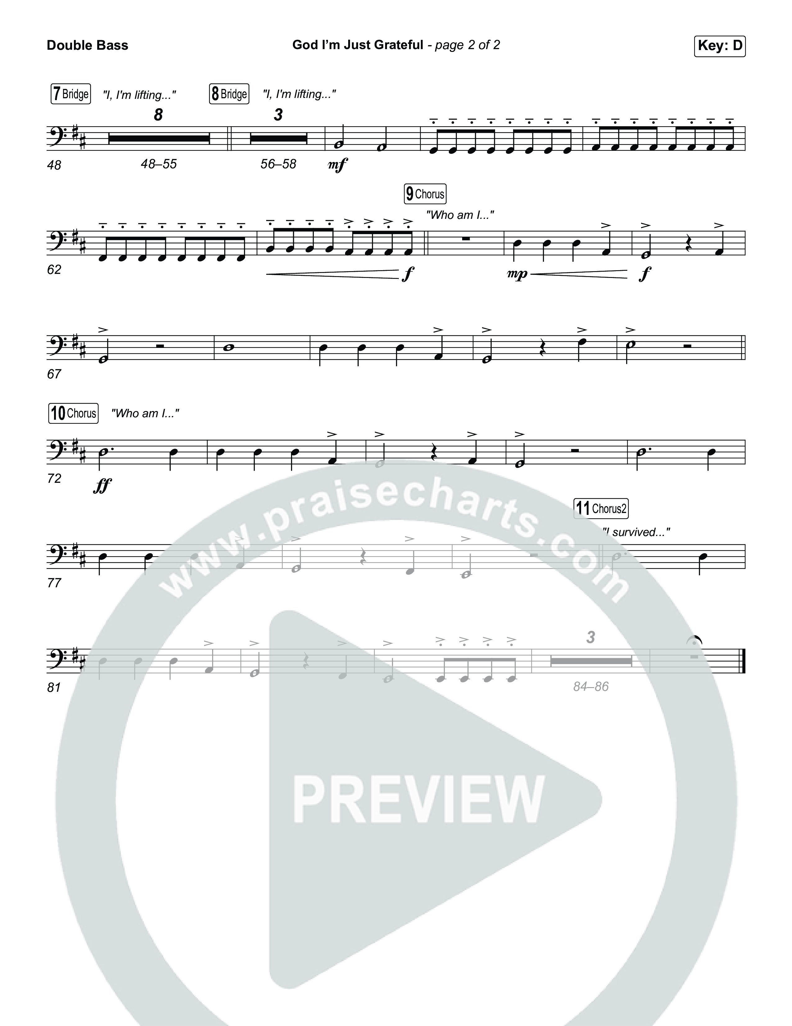 God I'm Just Grateful (Choral Anthem SATB) String Bass (Elevation Worship / Chandler Moore / Arr. Luke Gambill)