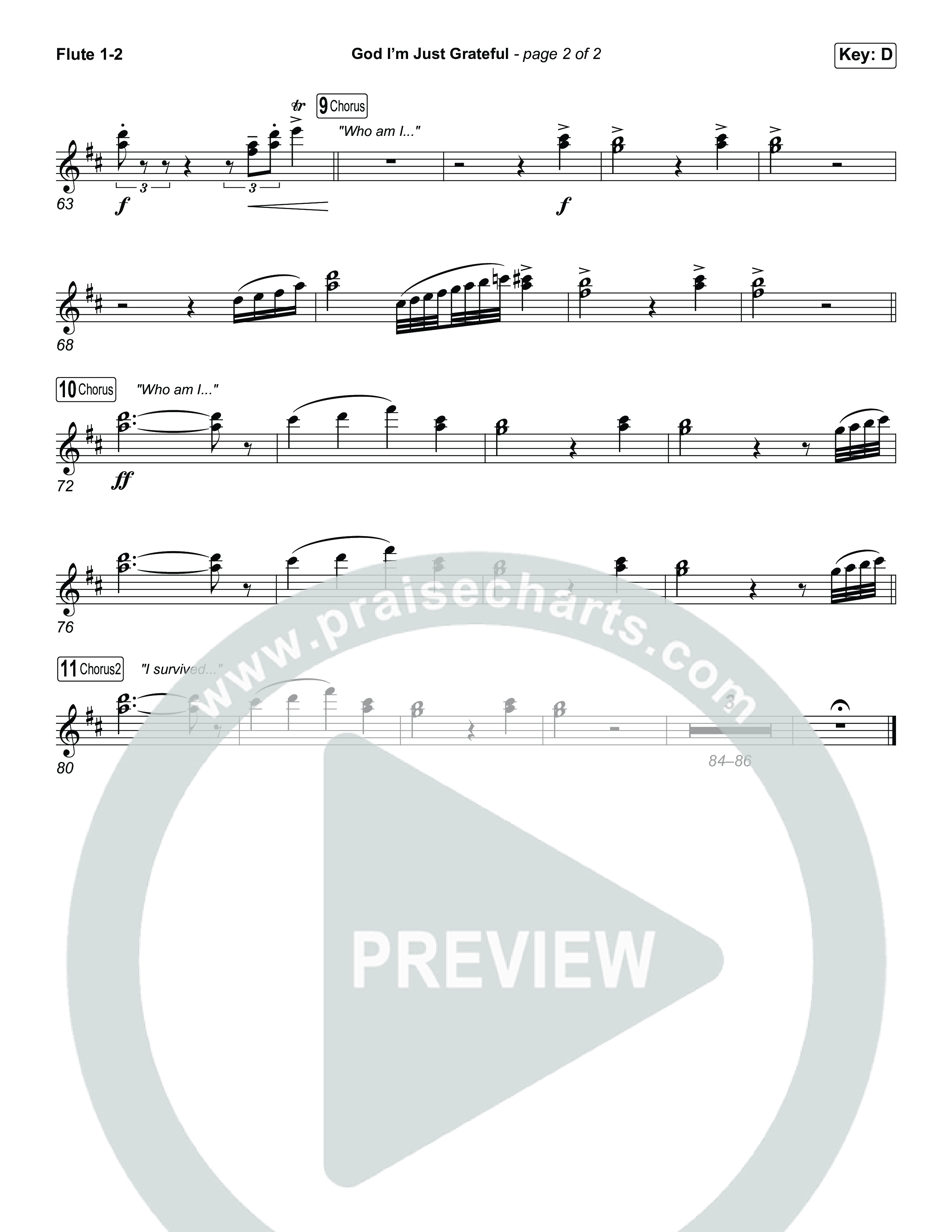 God I'm Just Grateful (Choral Anthem SATB) Flute 1,2 (Elevation Worship / Chandler Moore / Arr. Luke Gambill)