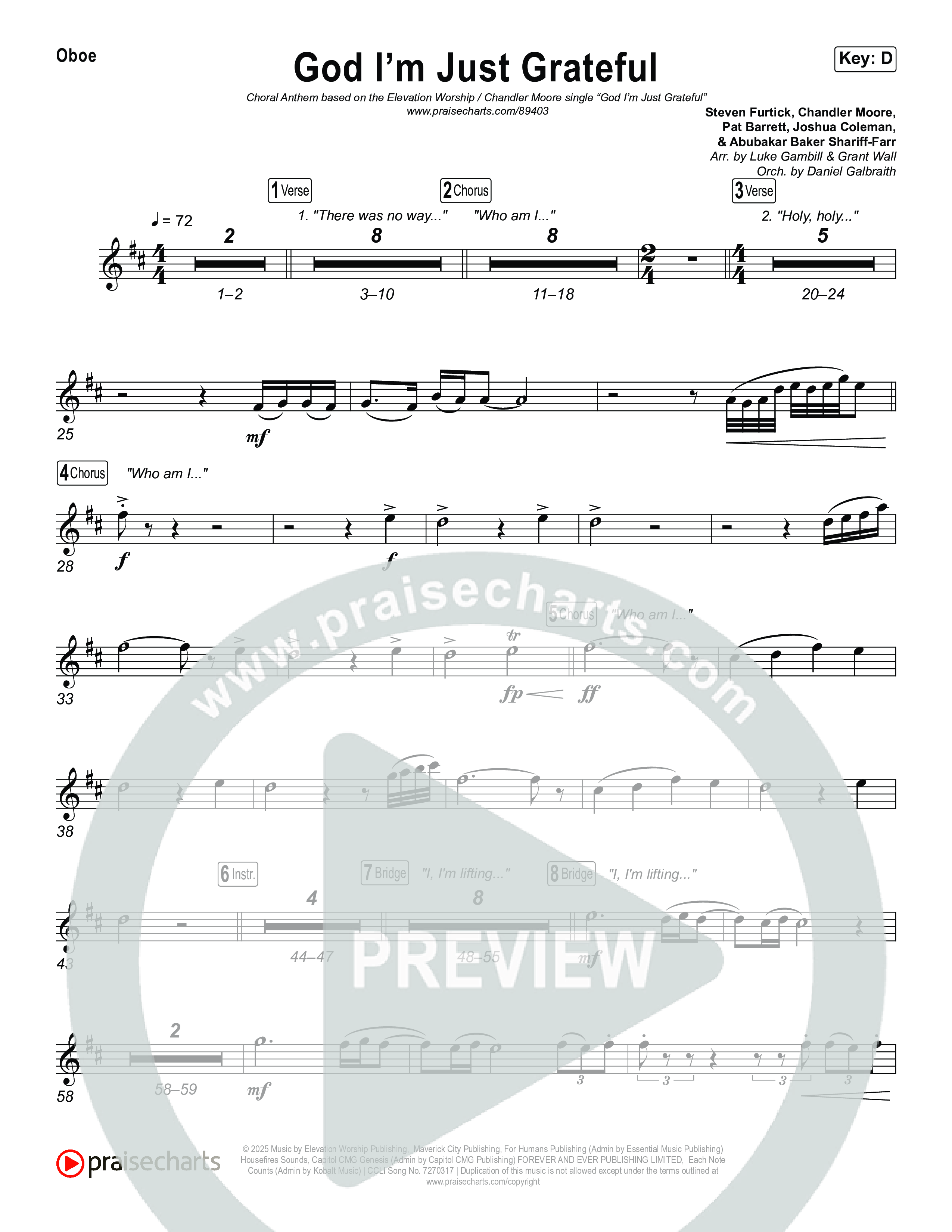 God I'm Just Grateful (Choral Anthem SATB) Wind Pack (Elevation Worship / Chandler Moore / Arr. Luke Gambill)