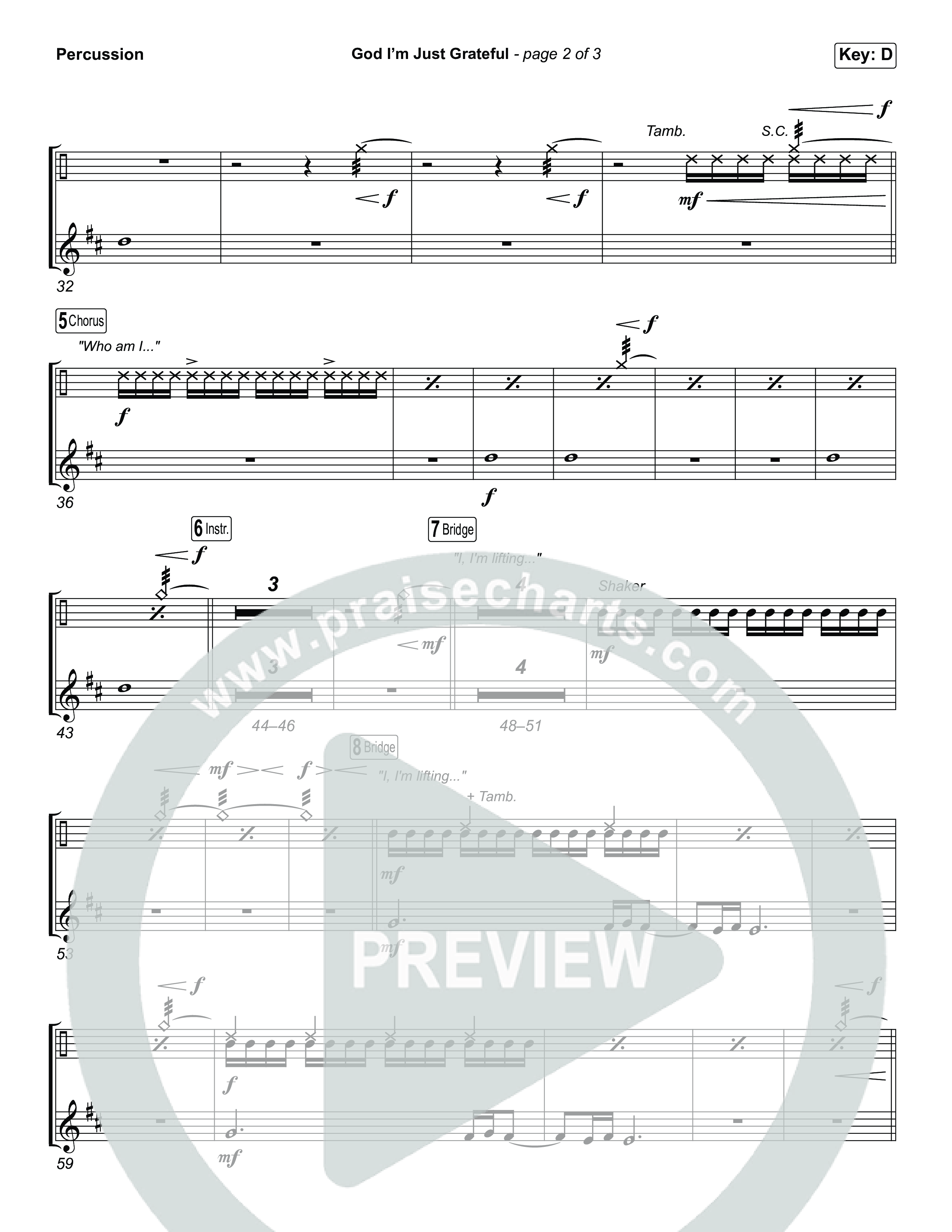 God I'm Just Grateful (Choral Anthem SATB) Percussion (Elevation Worship / Chandler Moore / Arr. Luke Gambill)