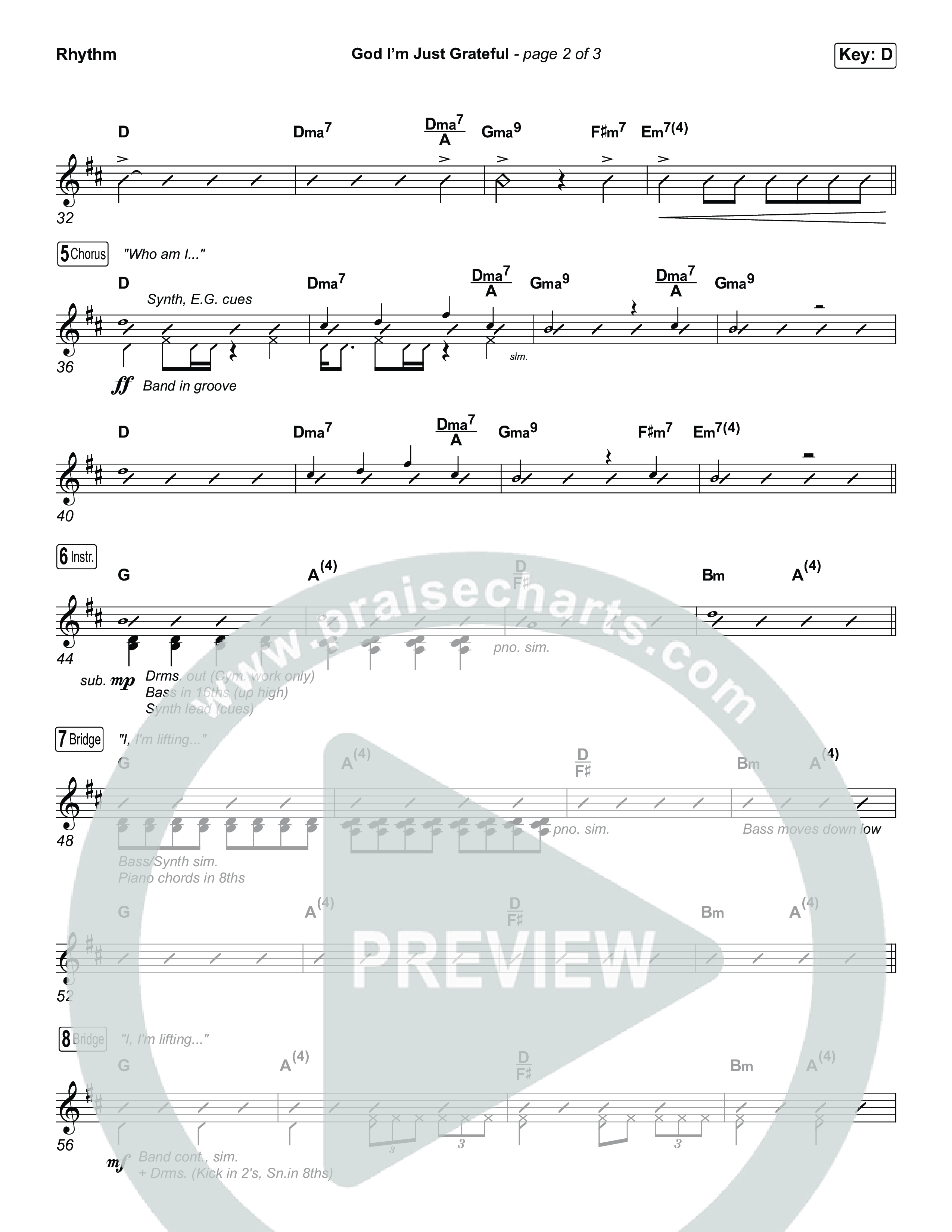 God I'm Just Grateful (Choral Anthem SATB) Rhythm Pack (Elevation Worship / Chandler Moore / Arr. Luke Gambill)