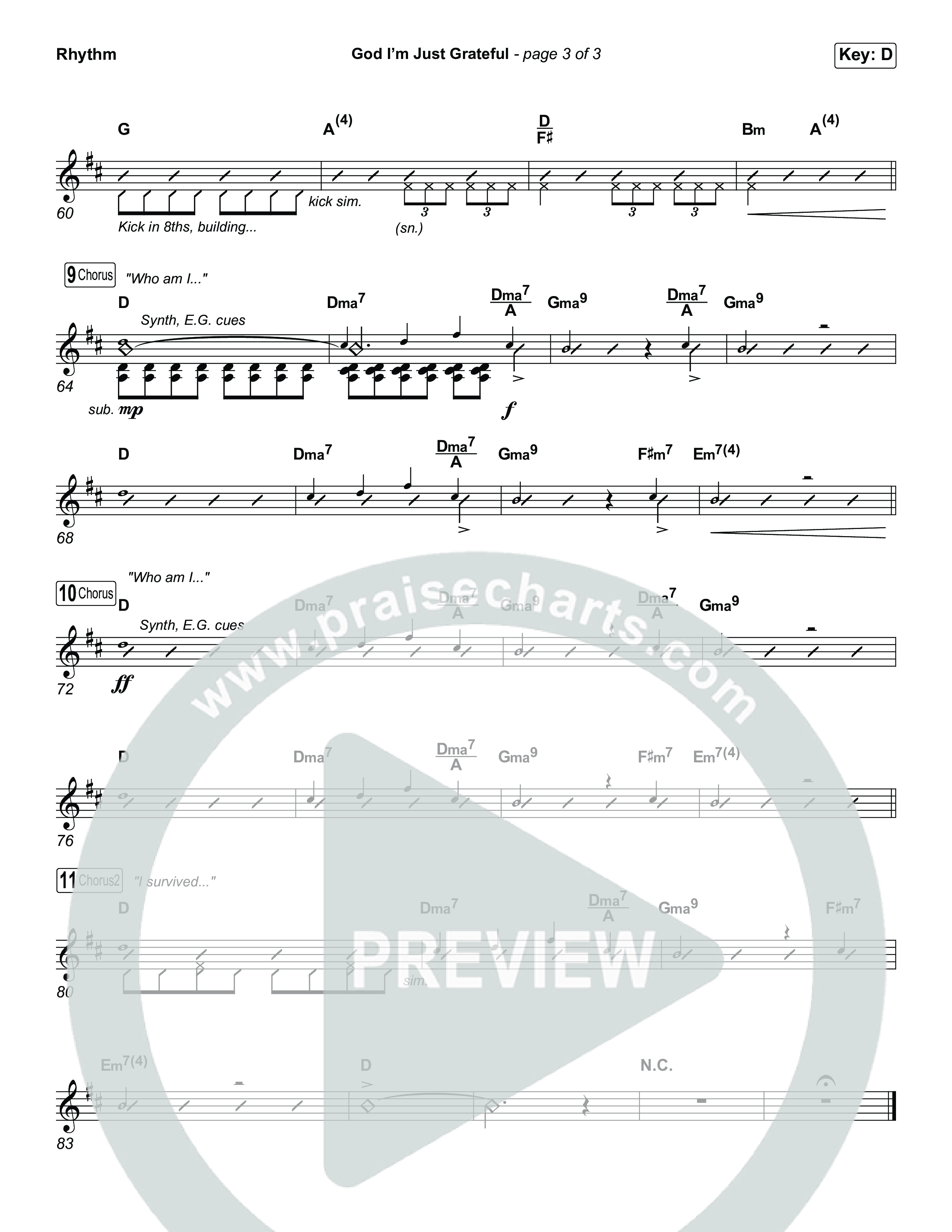 God I'm Just Grateful (Choral Anthem SATB) Rhythm Pack (Elevation Worship / Chandler Moore / Arr. Luke Gambill)