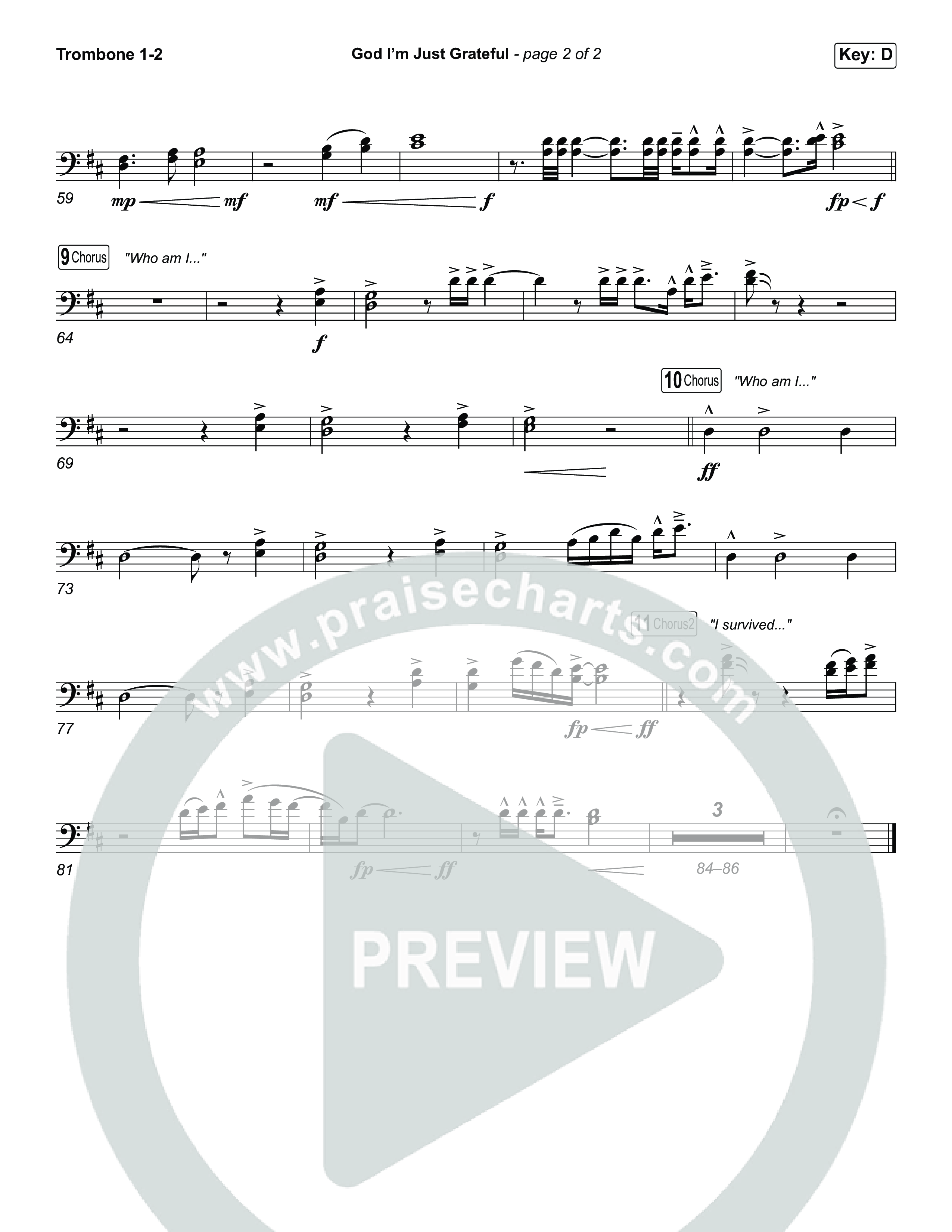 God I'm Just Grateful (Choral Anthem SATB) Trombone 1/2 (Elevation Worship / Chandler Moore / Arr. Luke Gambill)