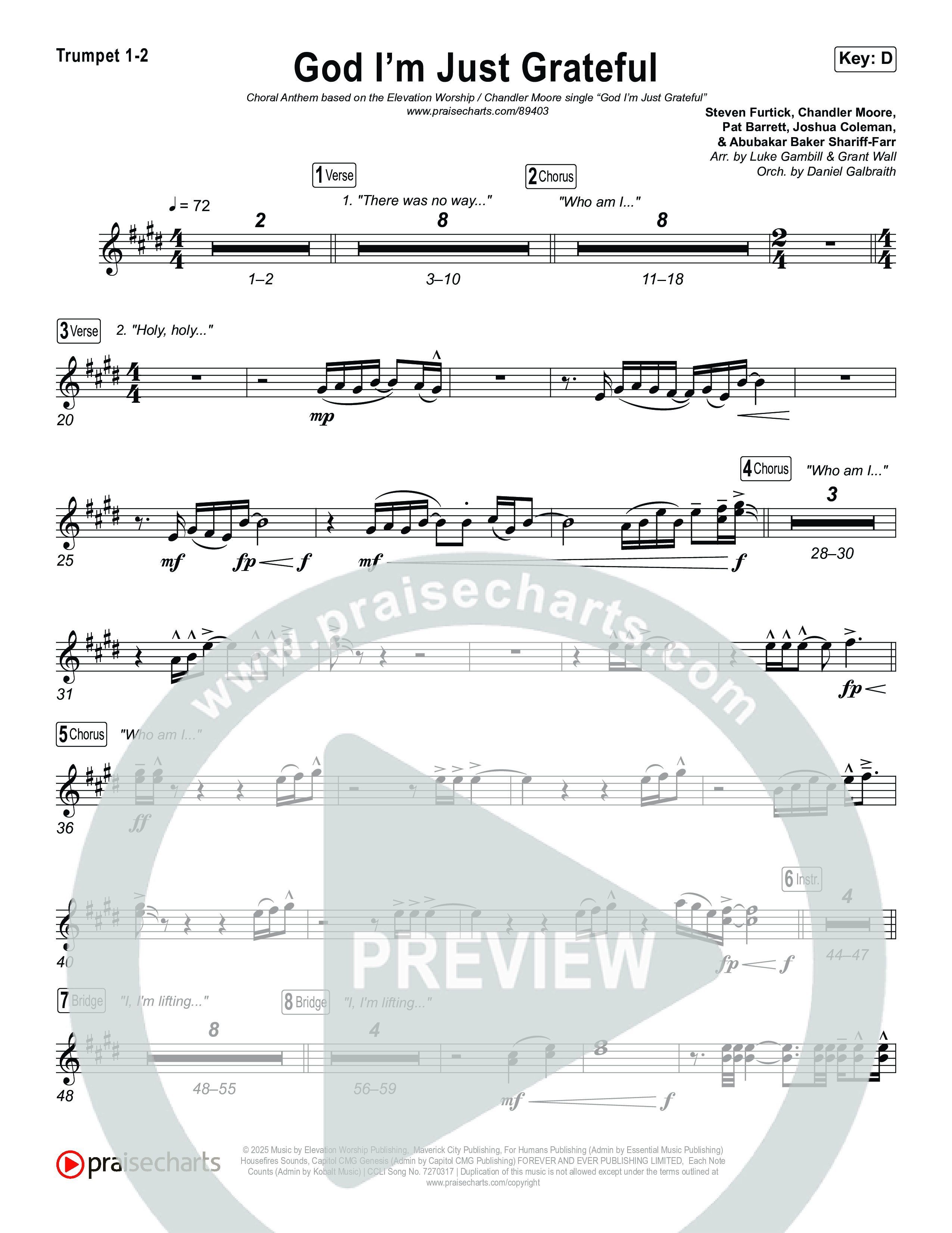 God I'm Just Grateful (Choral Anthem SATB) Brass Pack (Elevation Worship / Chandler Moore / Arr. Luke Gambill)