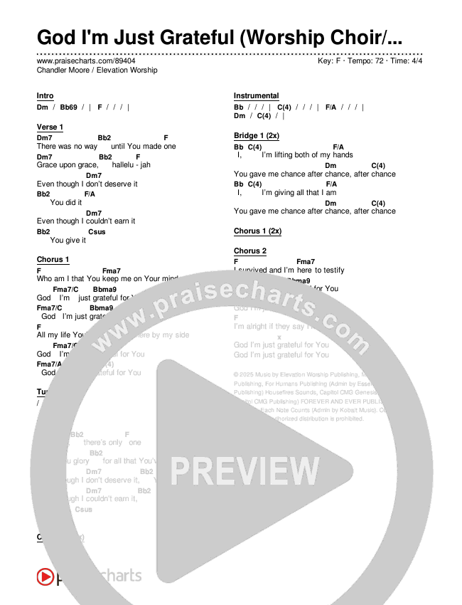 God I'm Just Grateful (Worship Choir/SAB) Chords & Lyrics (Elevation Worship / Chandler Moore / Arr. Luke Gambill)