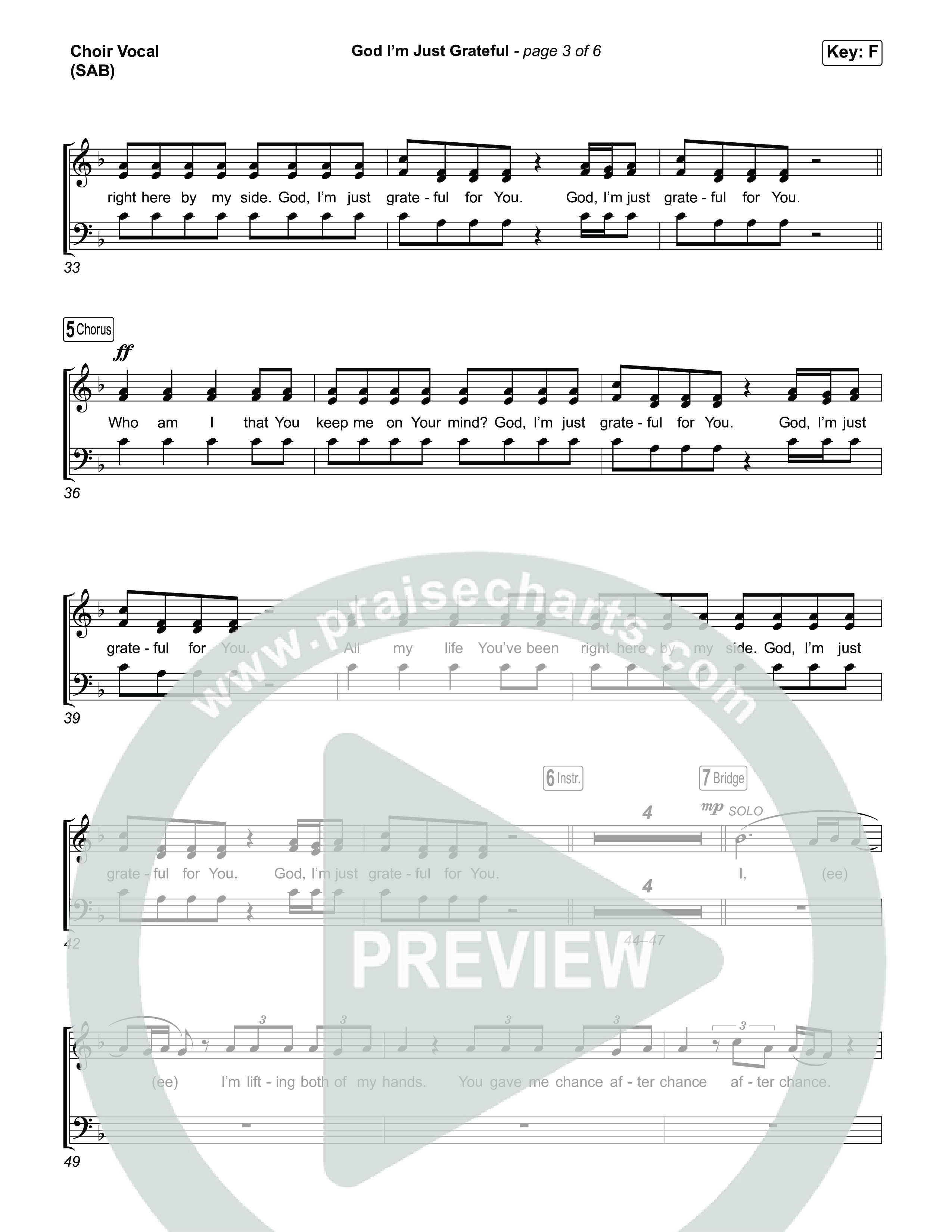 God I'm Just Grateful (Worship Choir/SAB) Choir Sheet (SAB) (Elevation Worship / Chandler Moore / Arr. Luke Gambill)