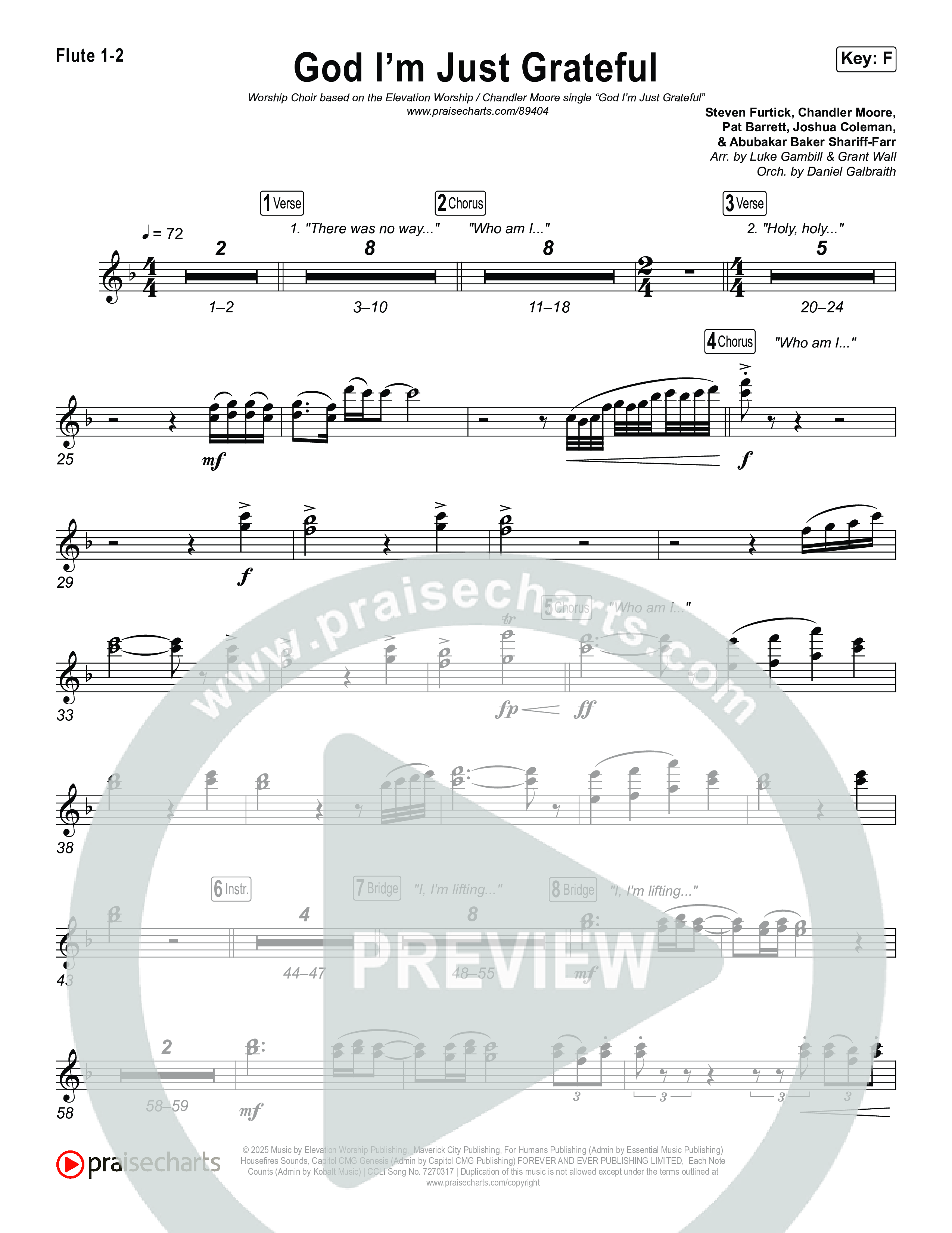 God I'm Just Grateful (Worship Choir/SAB) Flute 1/2 (Elevation Worship / Chandler Moore / Arr. Luke Gambill)