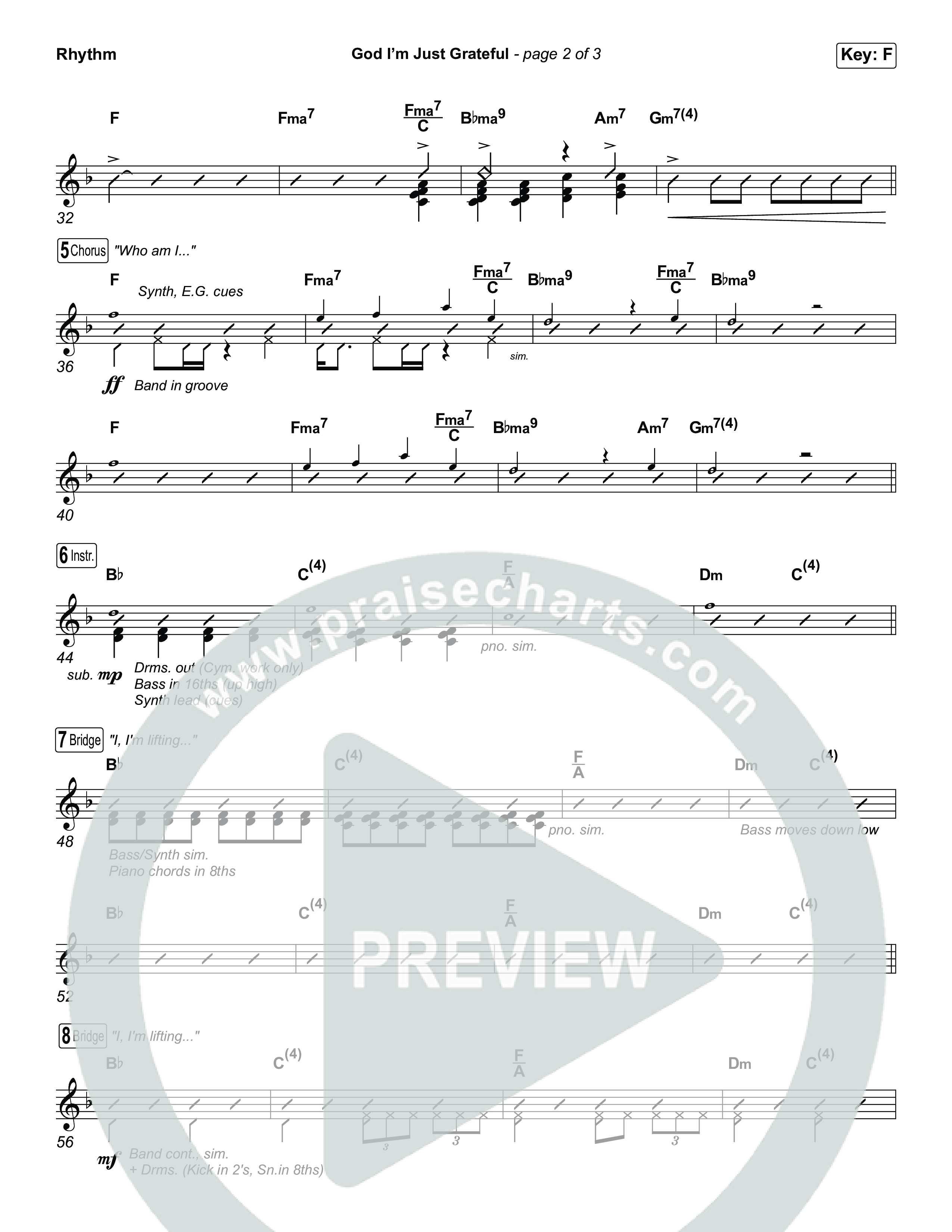 God I'm Just Grateful (Worship Choir/SAB) Rhythm Chart (Elevation Worship / Chandler Moore / Arr. Luke Gambill)