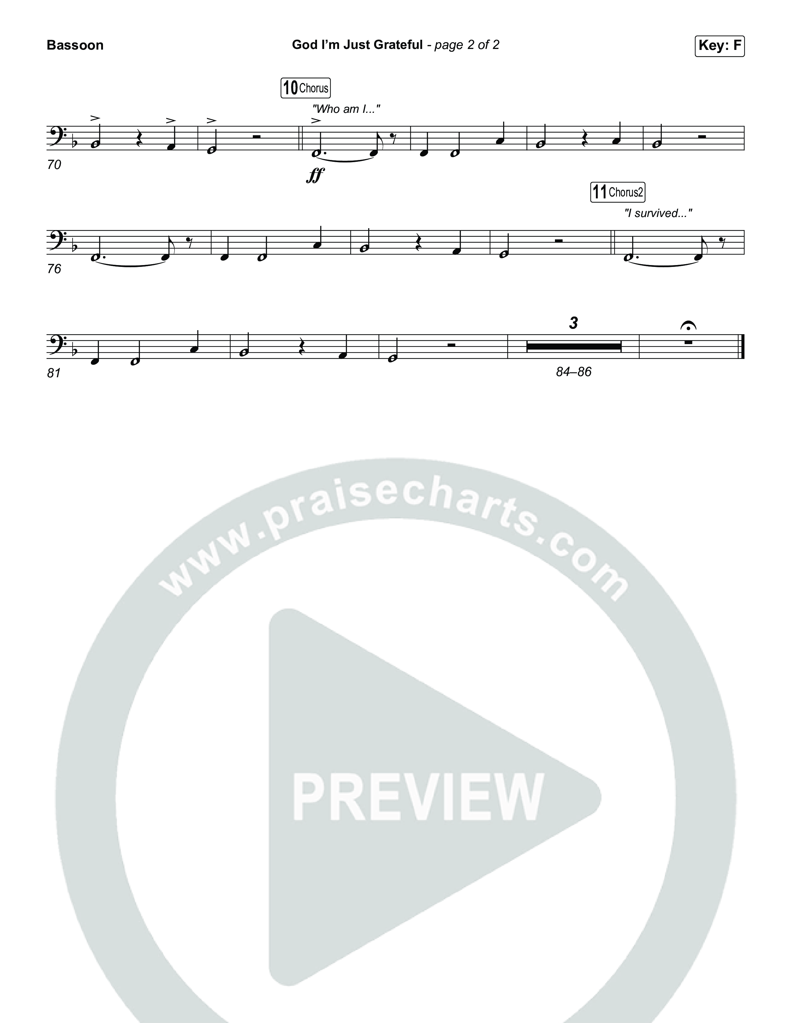 God I'm Just Grateful (Unison/2-Part) Bassoon (Elevation Worship / Chandler Moore / Arr. Luke Gambill)