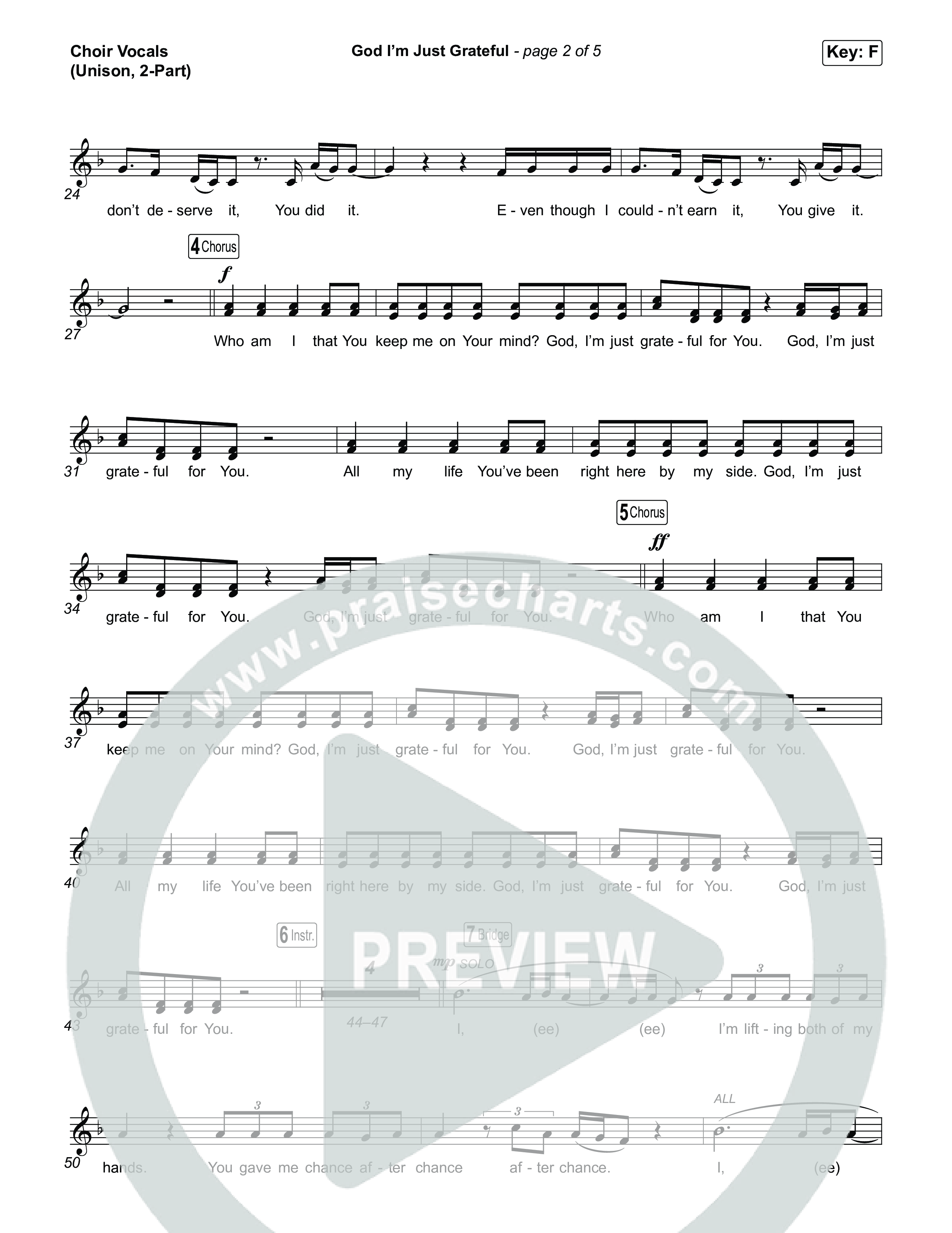 God I'm Just Grateful (Unison/2-Part) Choir Vocals (Uni/2-Part) (Elevation Worship / Chandler Moore / Arr. Luke Gambill)