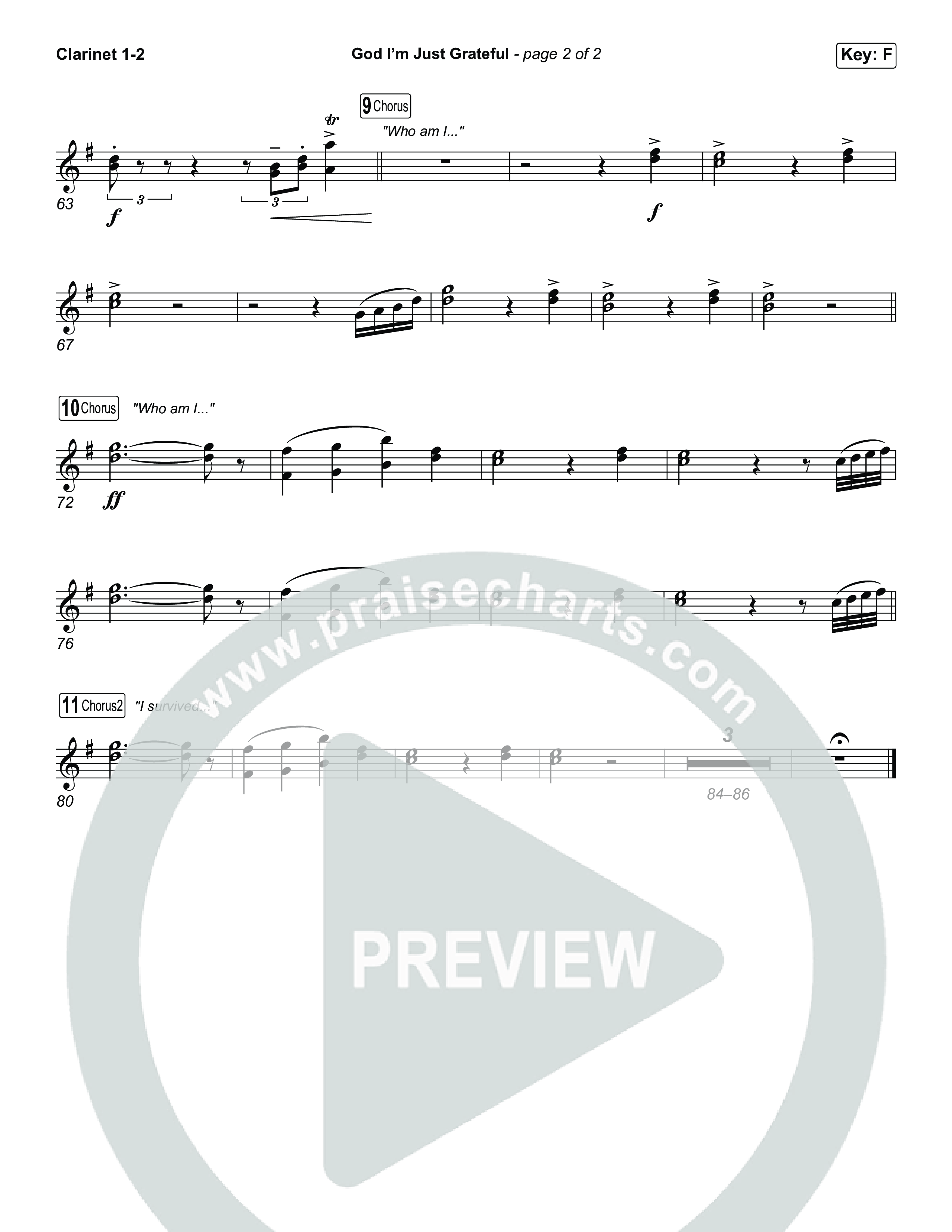 God I'm Just Grateful (Unison/2-Part) Clarinet 1/2 (Elevation Worship / Chandler Moore / Arr. Luke Gambill)