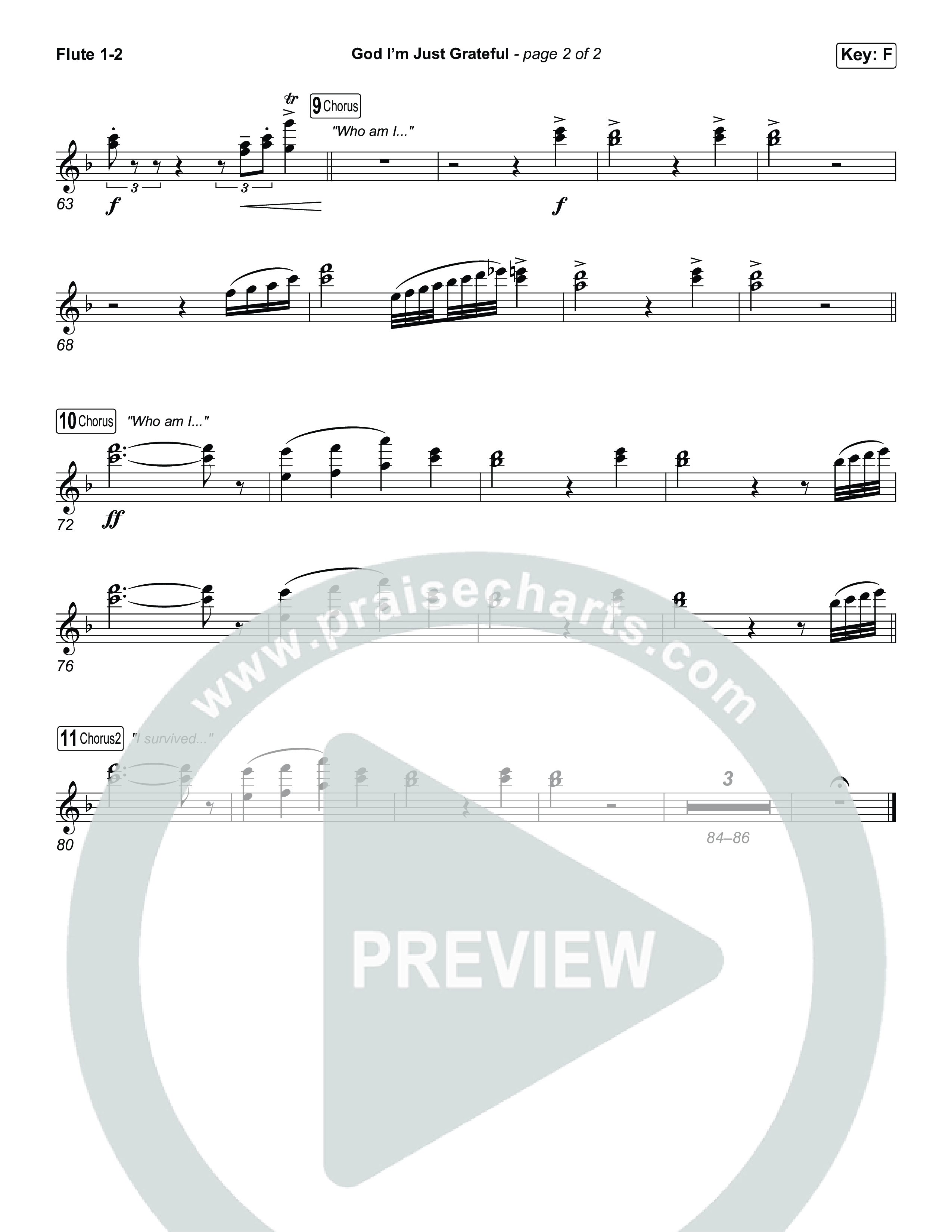 God I'm Just Grateful (Unison/2-Part) Flute 1/2 (Elevation Worship / Chandler Moore / Arr. Luke Gambill)