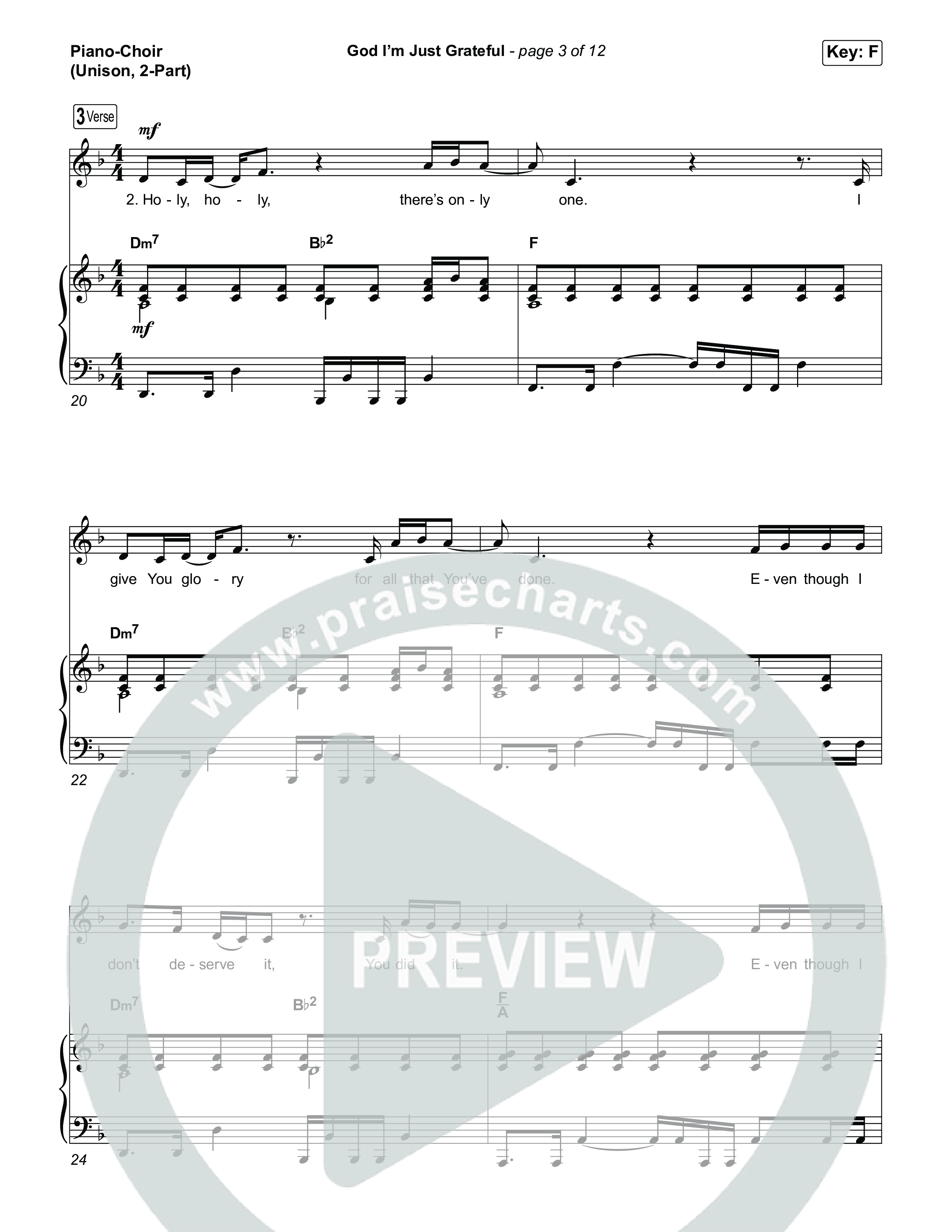 God I'm Just Grateful (Unison/2-Part) Piano/Choir  (Uni/2-Part) (Elevation Worship / Chandler Moore / Arr. Luke Gambill)