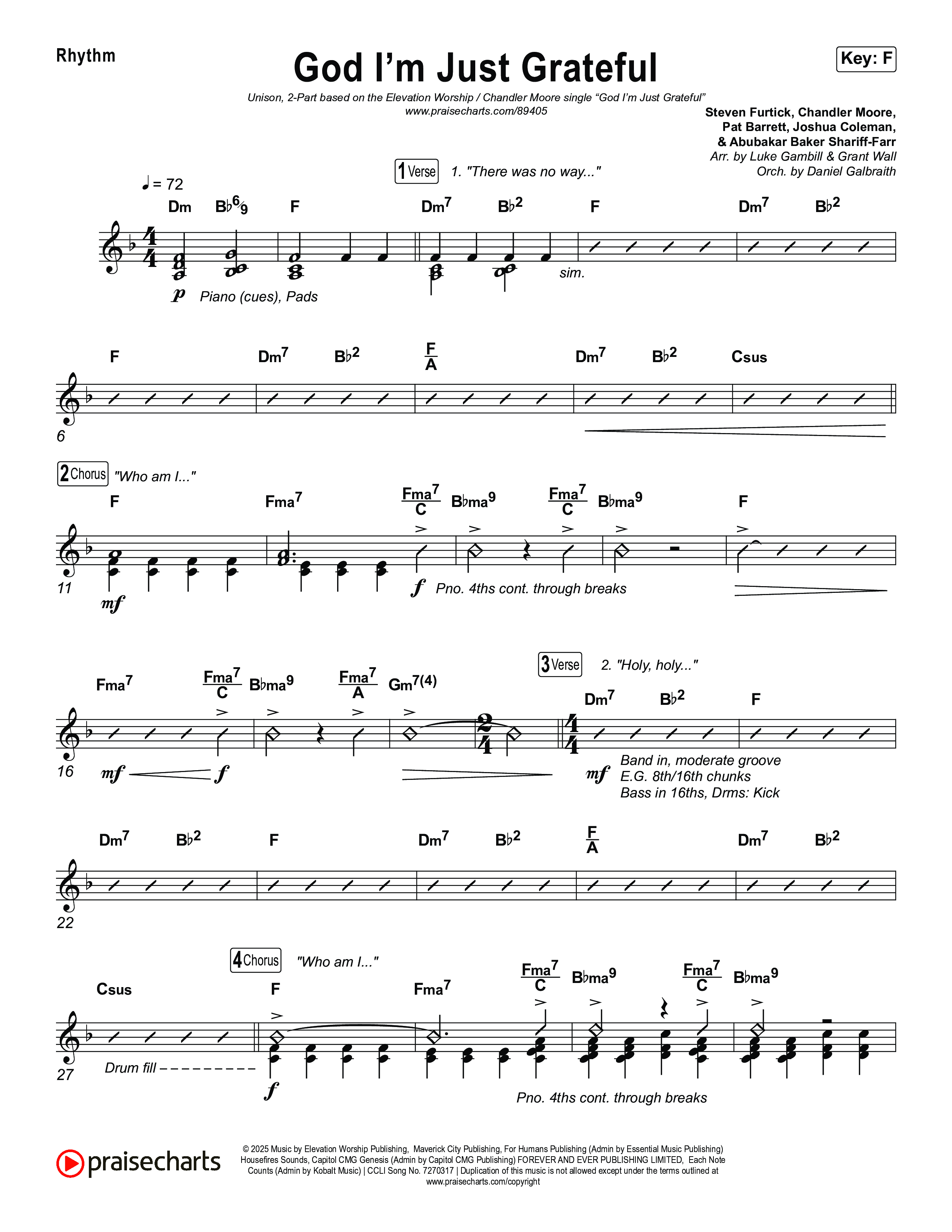 God I'm Just Grateful (Unison/2-Part) Rhythm Pack (Elevation Worship / Chandler Moore / Arr. Luke Gambill)