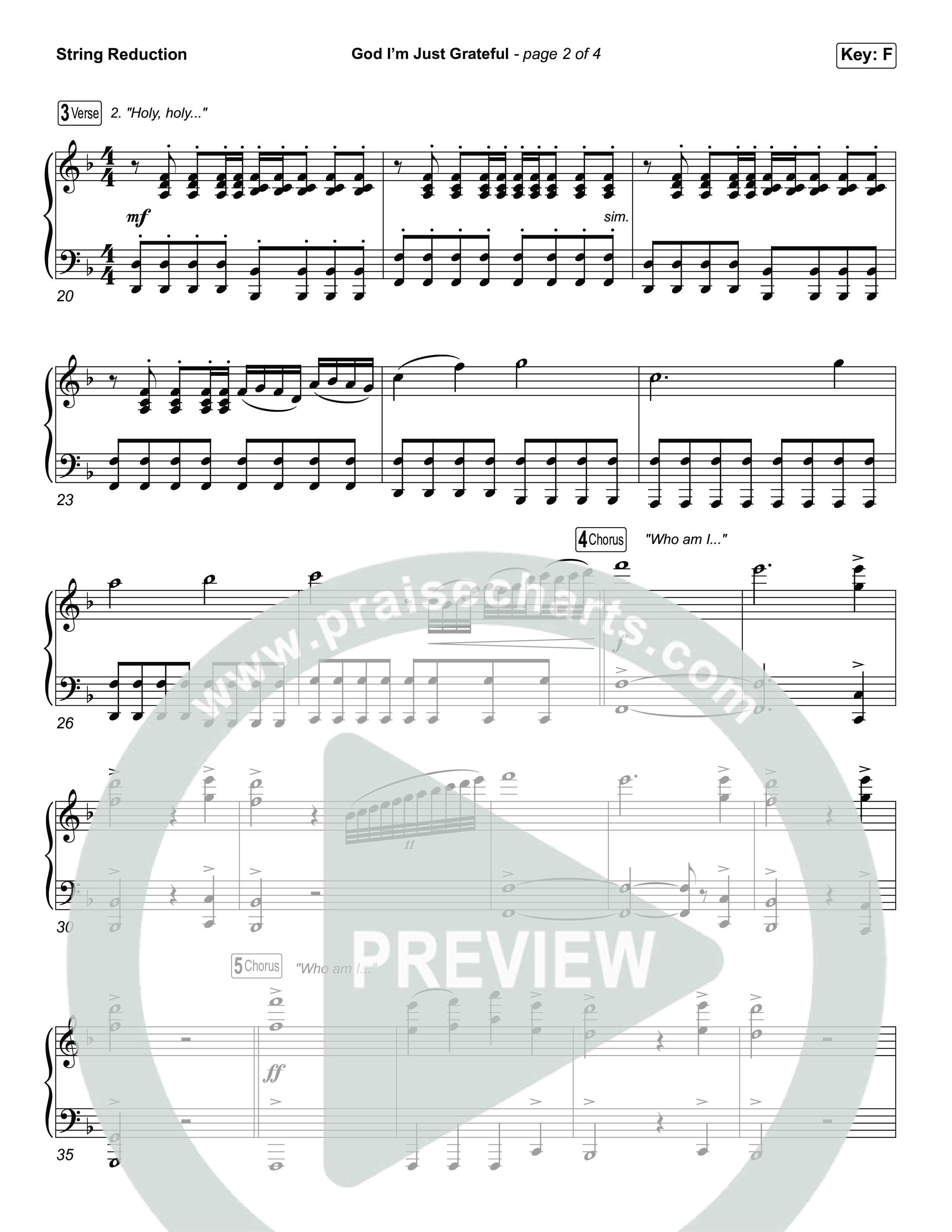 God I'm Just Grateful (Unison/2-Part) String Reduction (Elevation Worship / Chandler Moore / Arr. Luke Gambill)