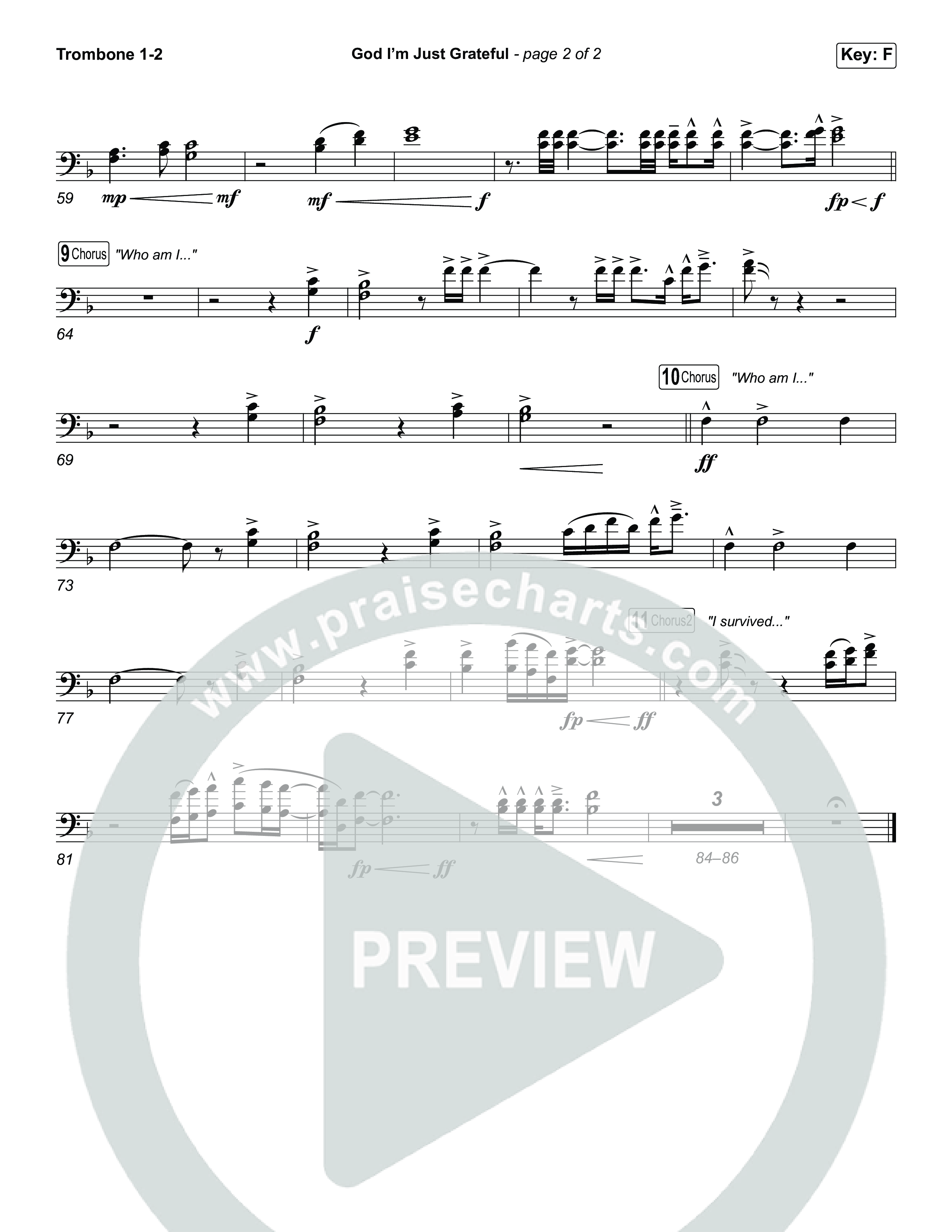 God I'm Just Grateful (Unison/2-Part) Trombone 1/2 (Elevation Worship / Chandler Moore / Arr. Luke Gambill)