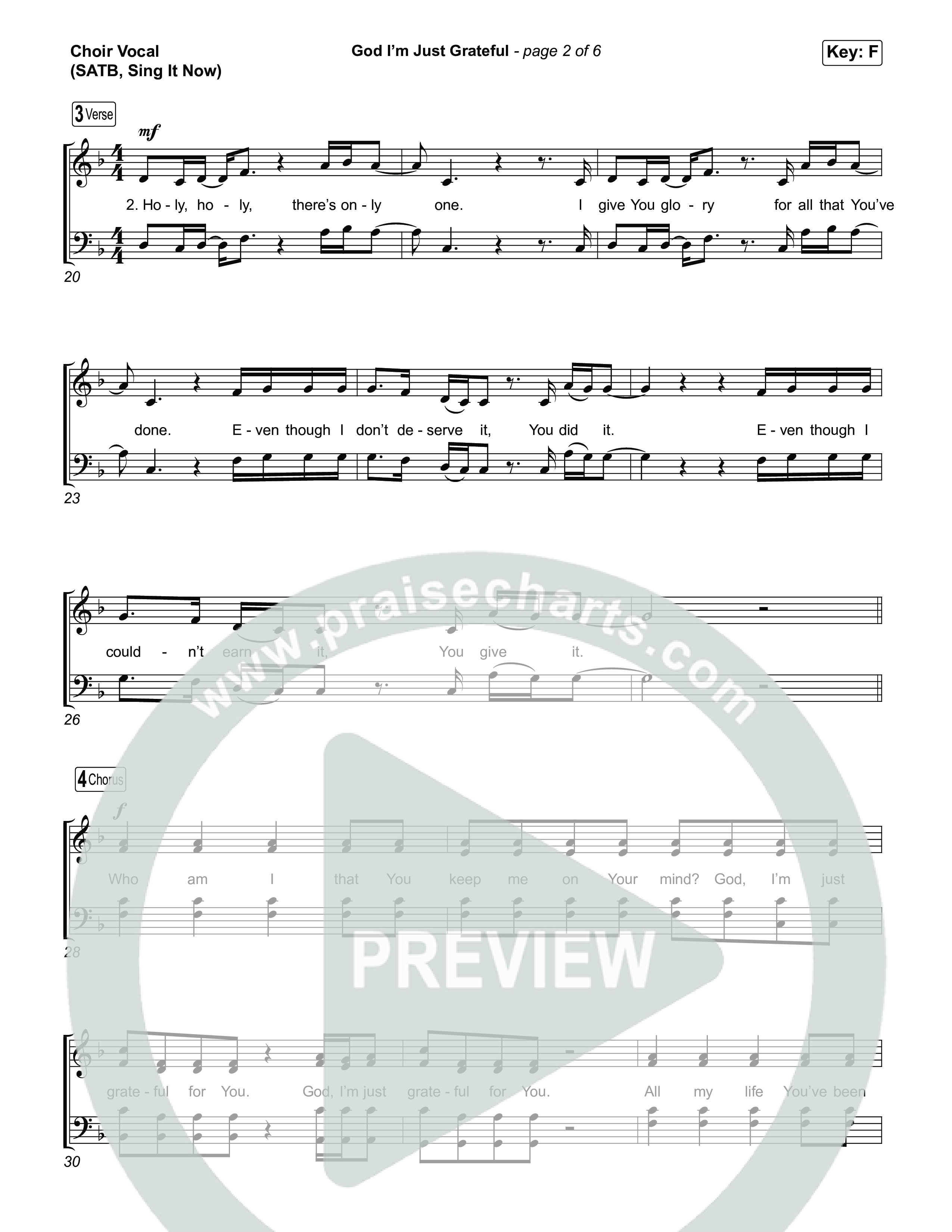 God I'm Just Grateful (Sing It Now) Choir Sheet (SATB) (Elevation Worship / Chandler Moore / Arr. Luke Gambill)