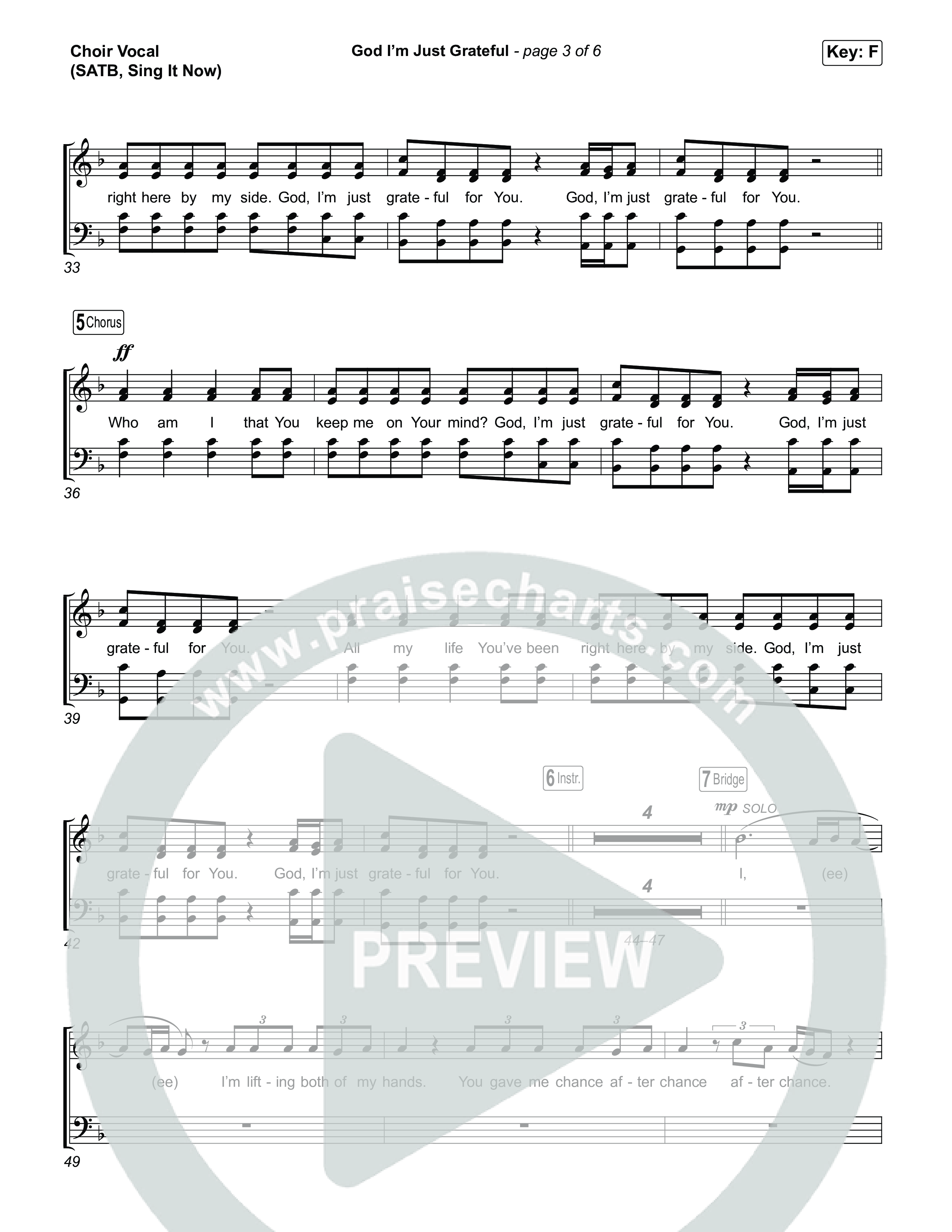 God I'm Just Grateful (Sing It Now) Choir Sheet (SATB) (Elevation Worship / Chandler Moore / Arr. Luke Gambill)