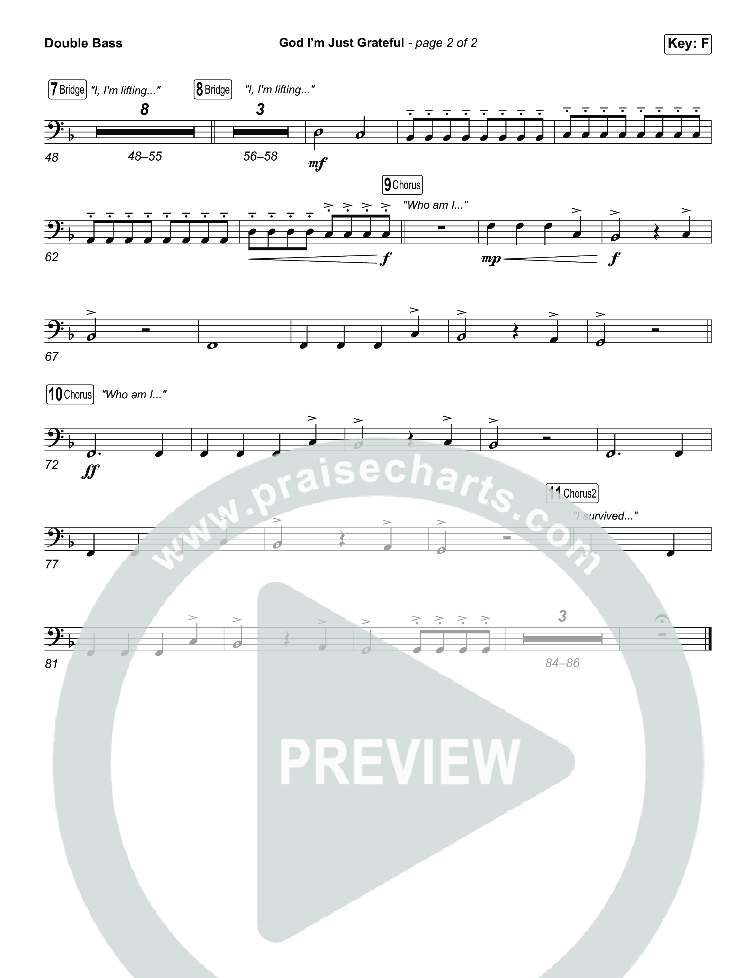 God I'm Just Grateful (Sing It Now) Double Bass (Elevation Worship / Chandler Moore / Arr. Luke Gambill)