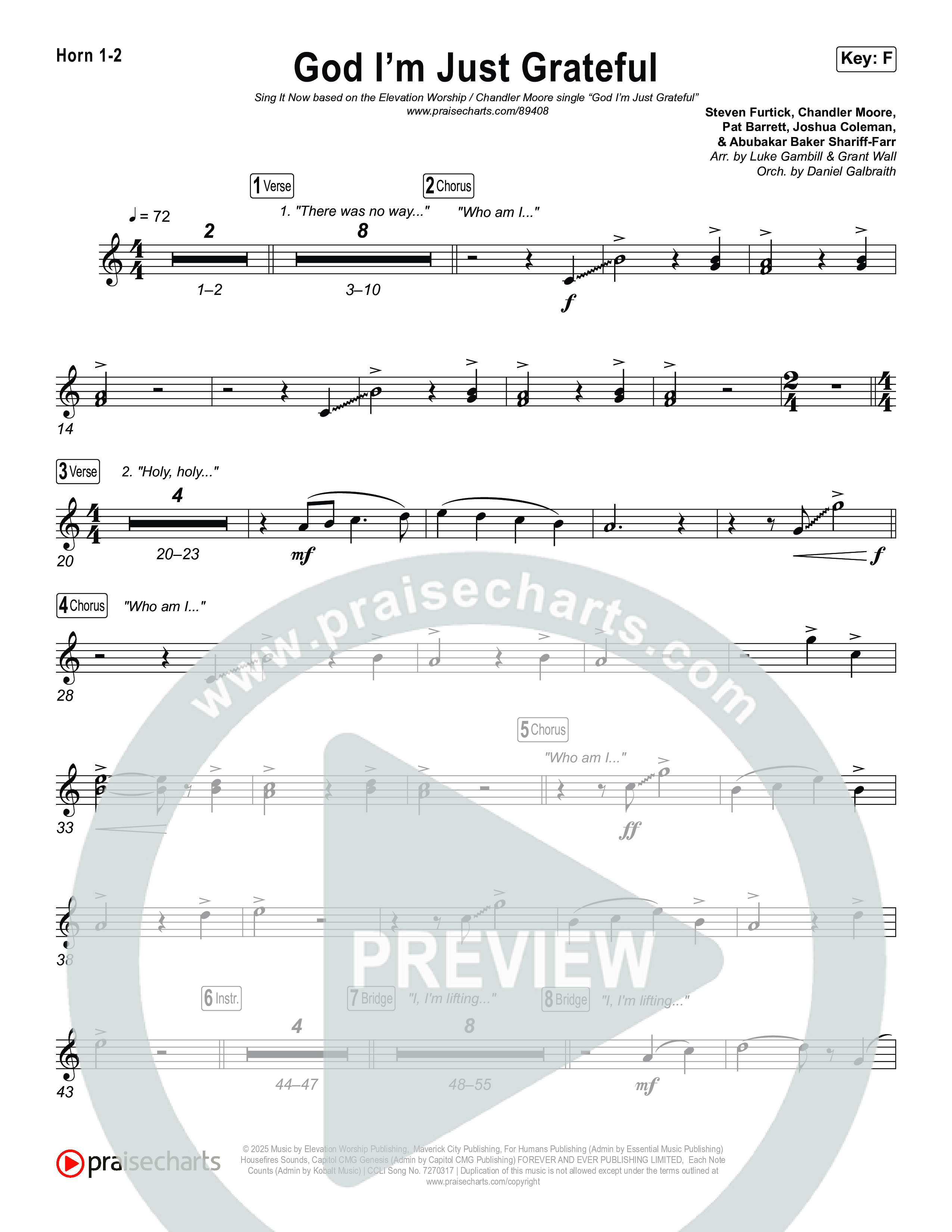 God I'm Just Grateful (Sing It Now) Brass Pack (Elevation Worship / Chandler Moore / Arr. Luke Gambill)