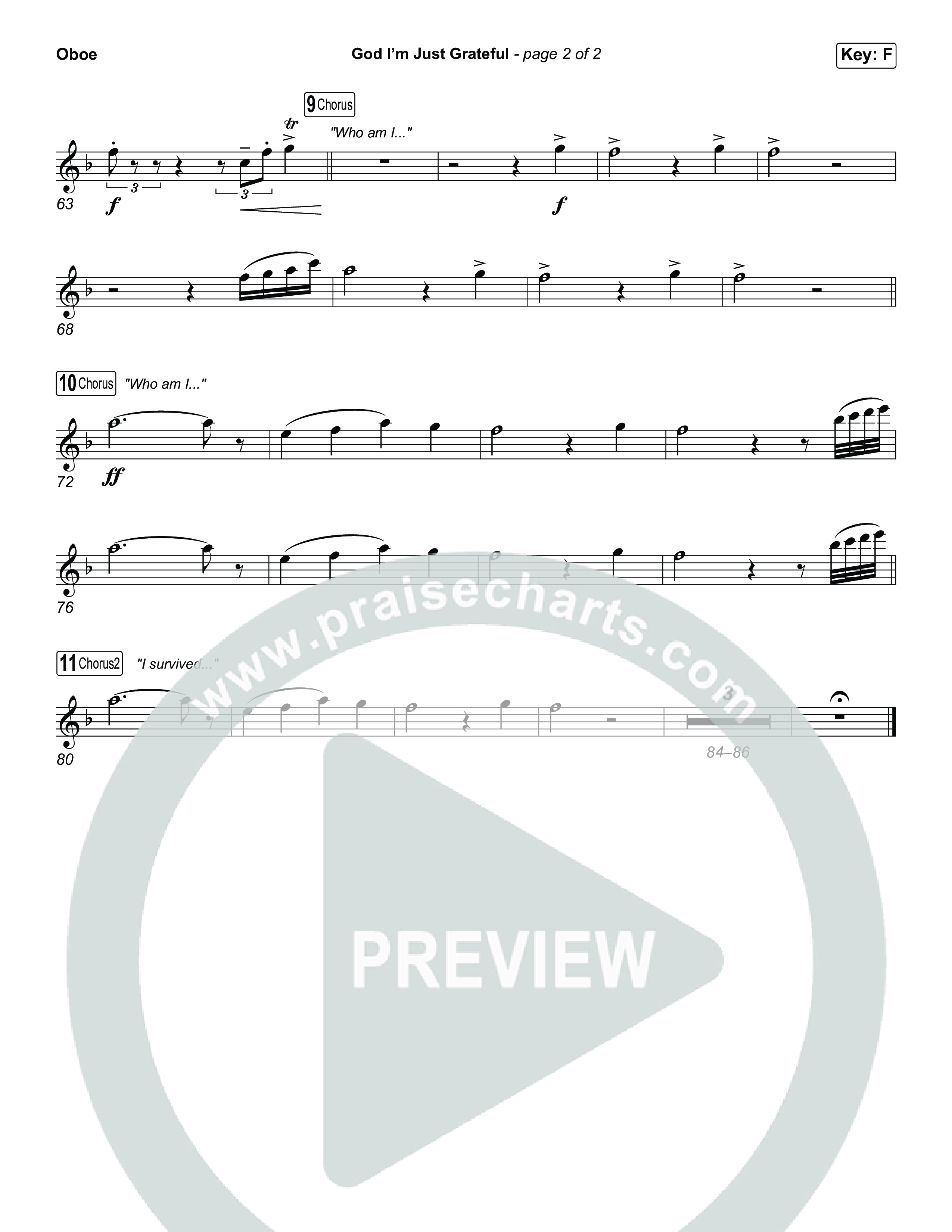 God I'm Just Grateful (Sing It Now) Oboe (Elevation Worship / Chandler Moore / Arr. Luke Gambill)