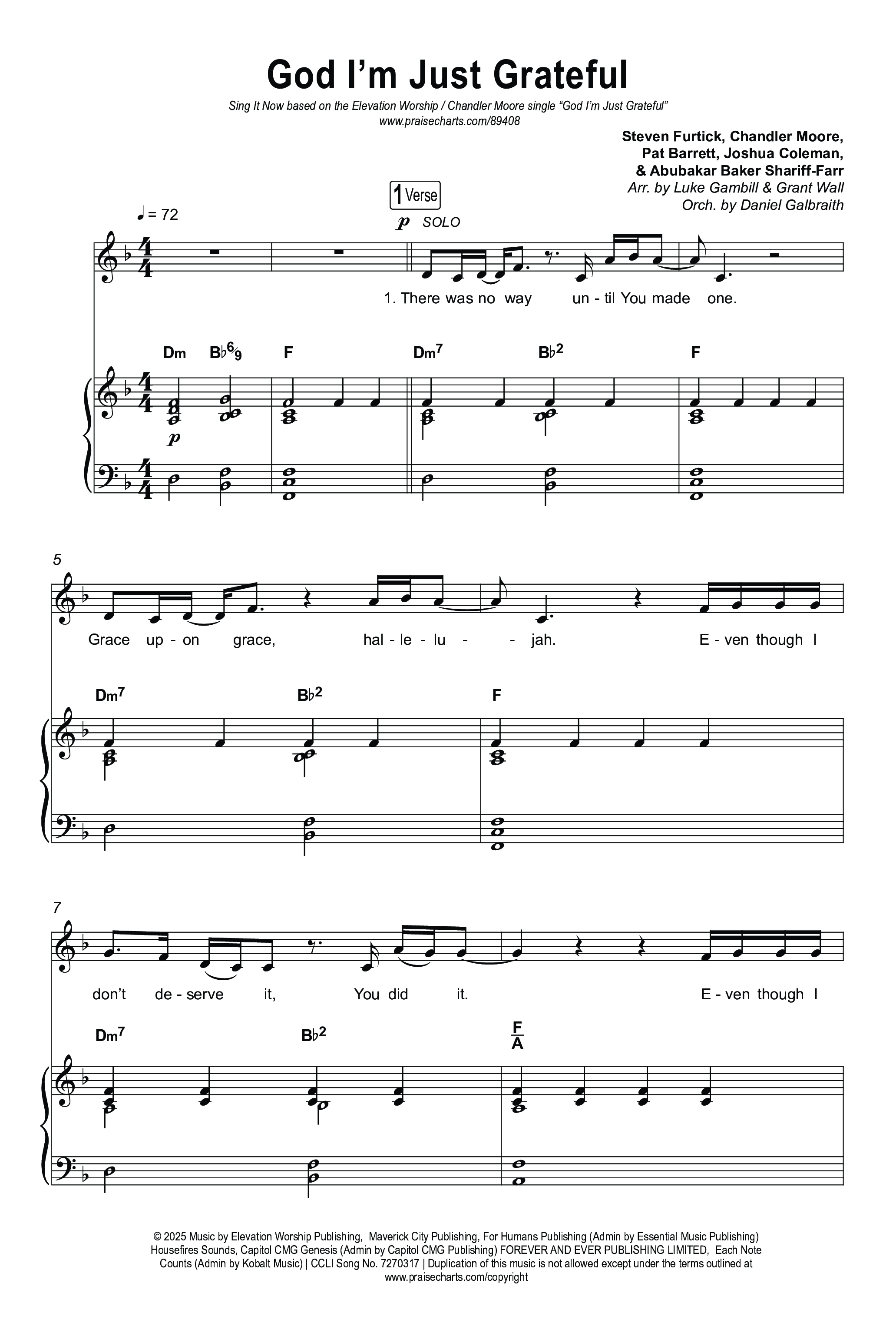 God I'm Just Grateful (Sing It Now) Octavo (SATB & Pno) (Elevation Worship / Chandler Moore / Arr. Luke Gambill)