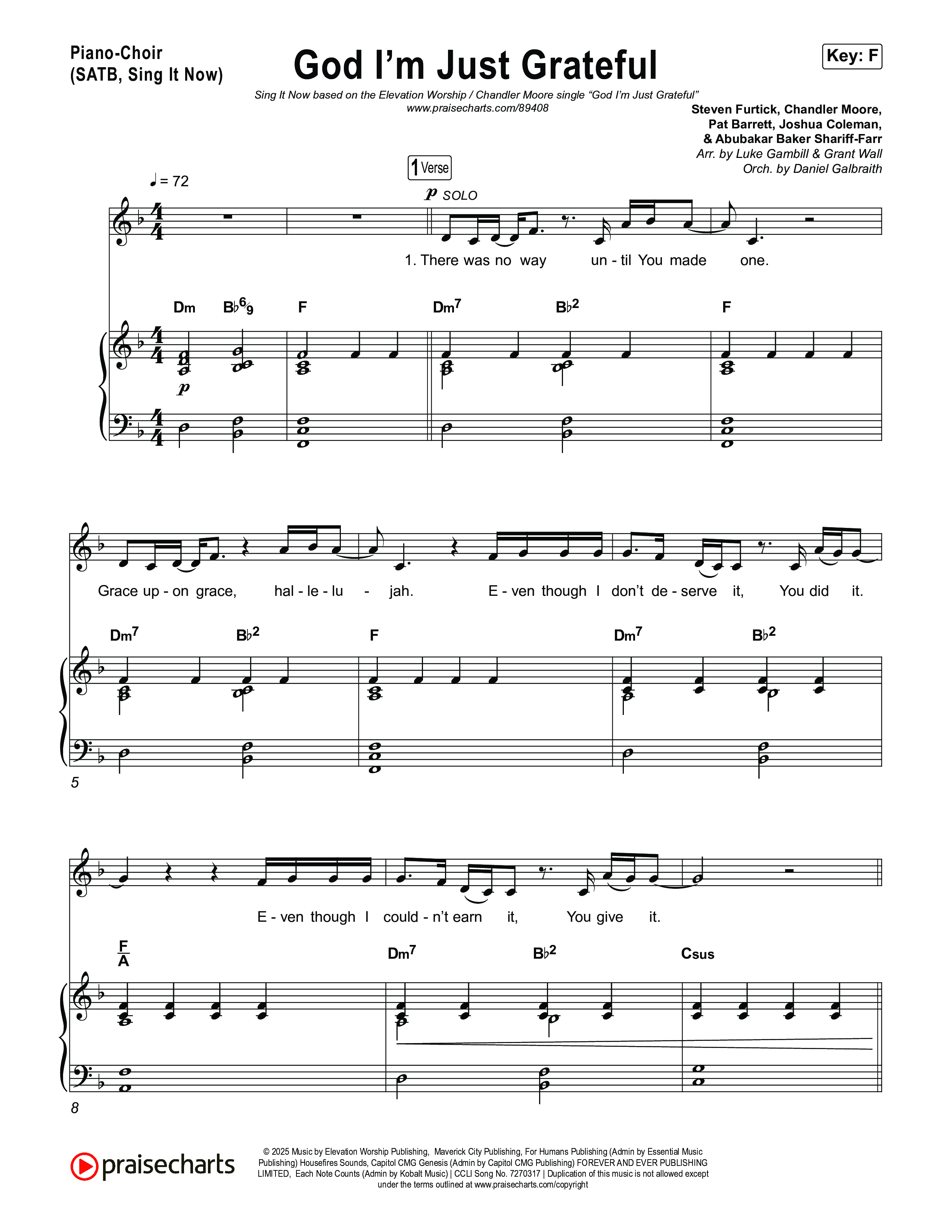 God I'm Just Grateful (Sing It Now) Piano/Choir (SATB) (Elevation Worship / Chandler Moore / Arr. Luke Gambill)