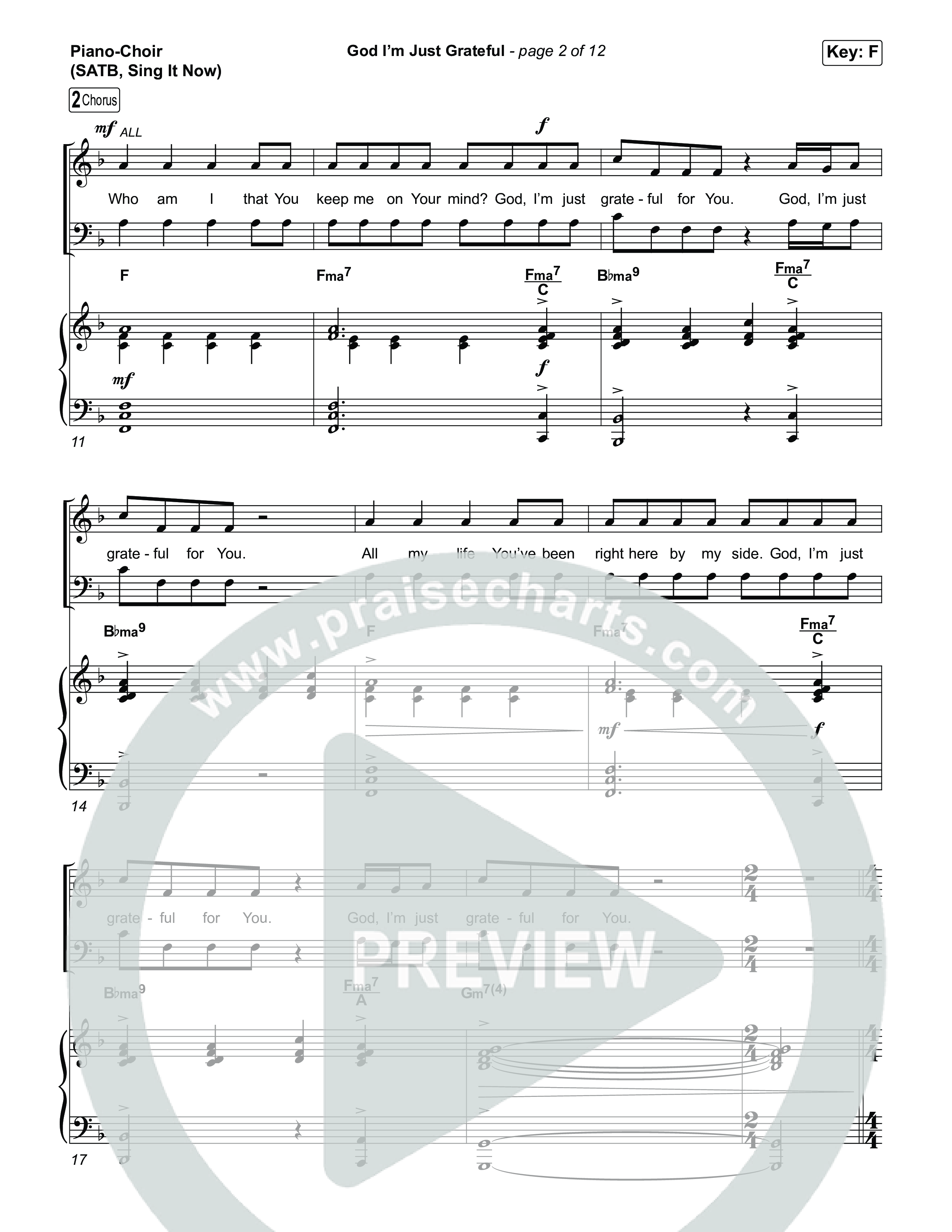 God I'm Just Grateful (Sing It Now) Piano/Choir (SATB) (Elevation Worship / Chandler Moore / Arr. Luke Gambill)