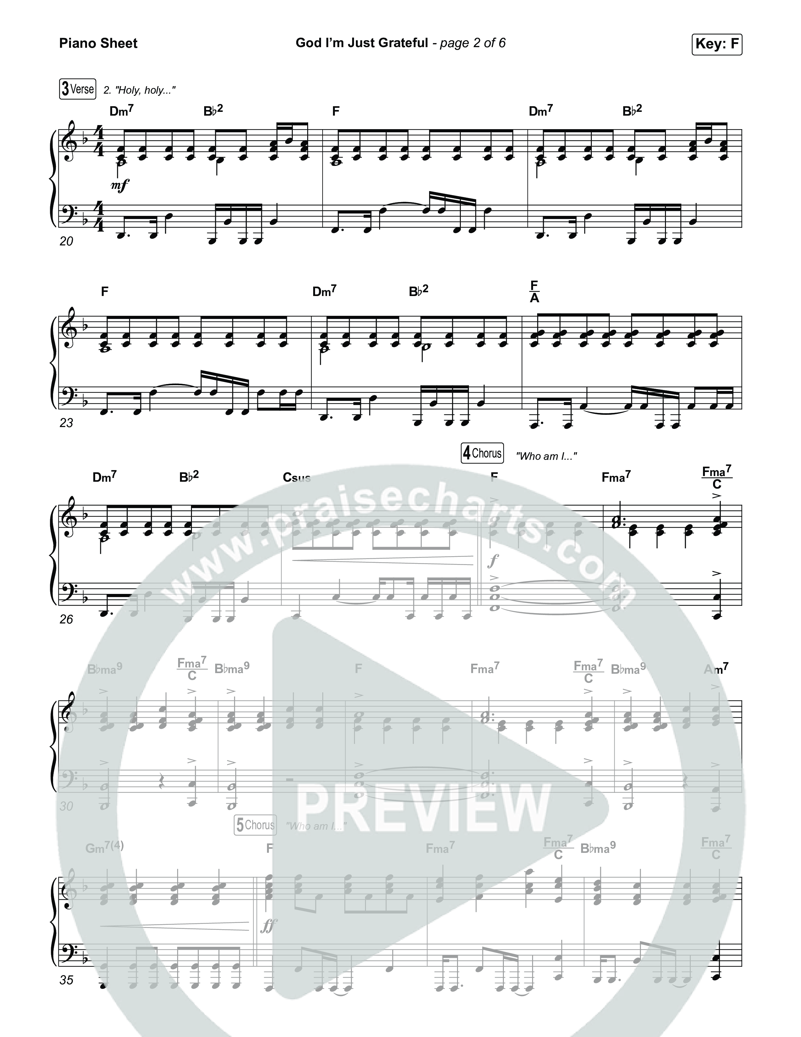 God I'm Just Grateful (Sing It Now) Piano Sheet (Elevation Worship / Chandler Moore / Arr. Luke Gambill)