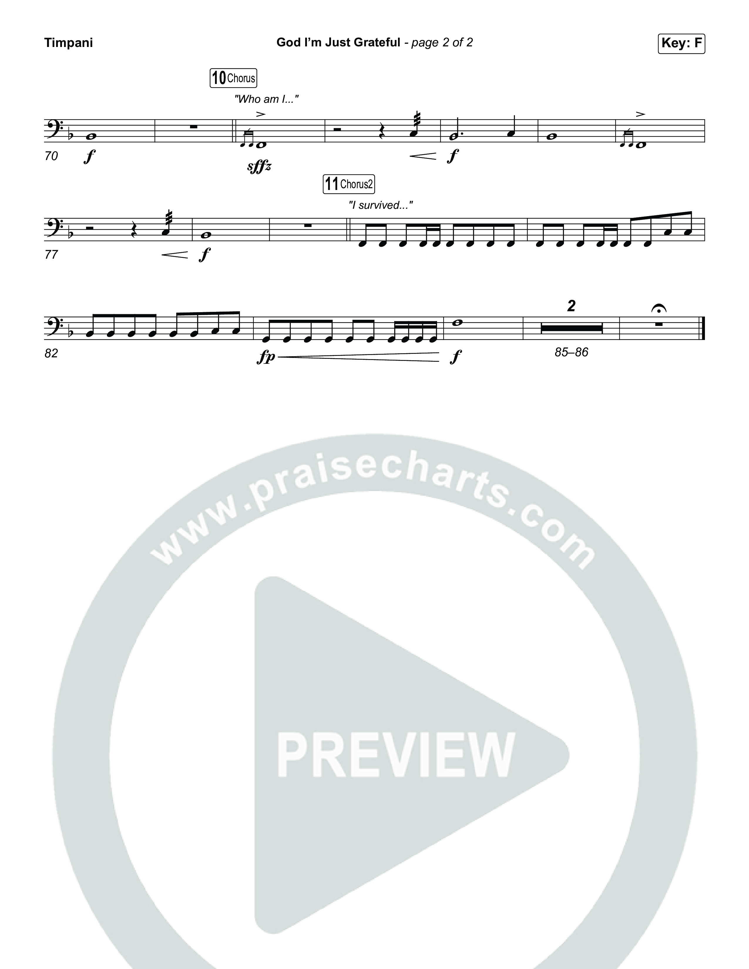 God I'm Just Grateful (Sing It Now) Timpani (Elevation Worship / Chandler Moore / Arr. Luke Gambill)