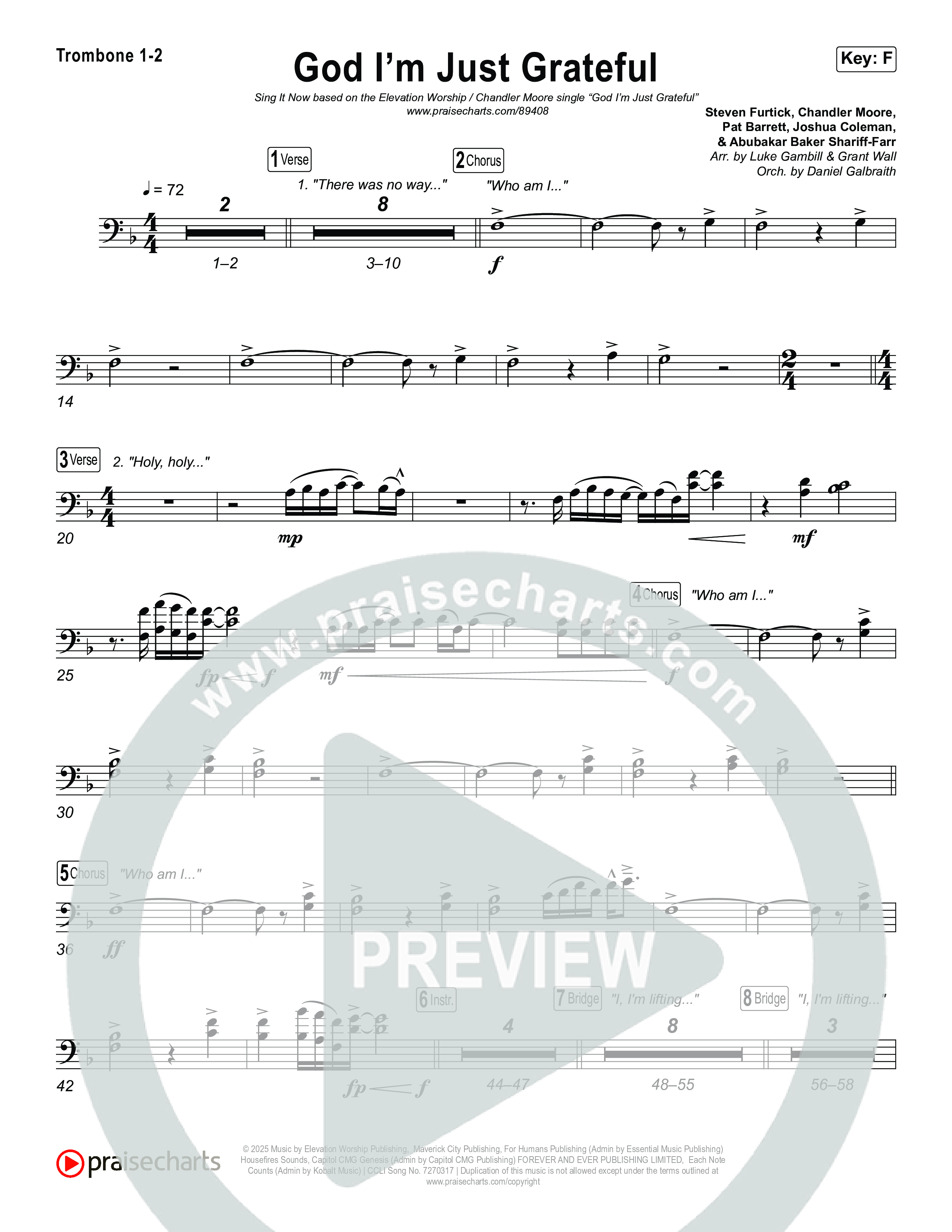 God I'm Just Grateful (Sing It Now) Trombone 1/2 (Elevation Worship / Chandler Moore / Arr. Luke Gambill)