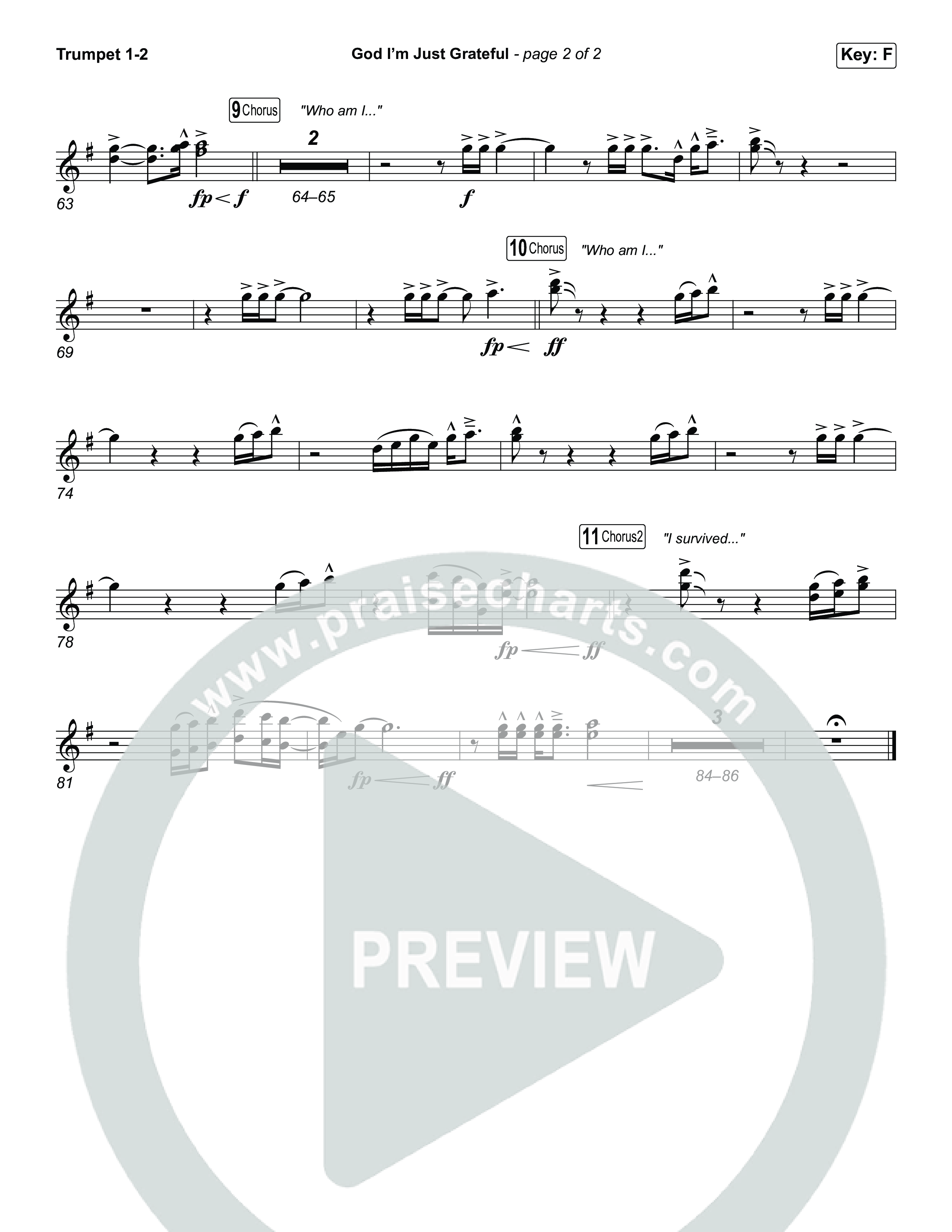 God I'm Just Grateful (Sing It Now) Trumpet 1,2 (Elevation Worship / Chandler Moore / Arr. Luke Gambill)