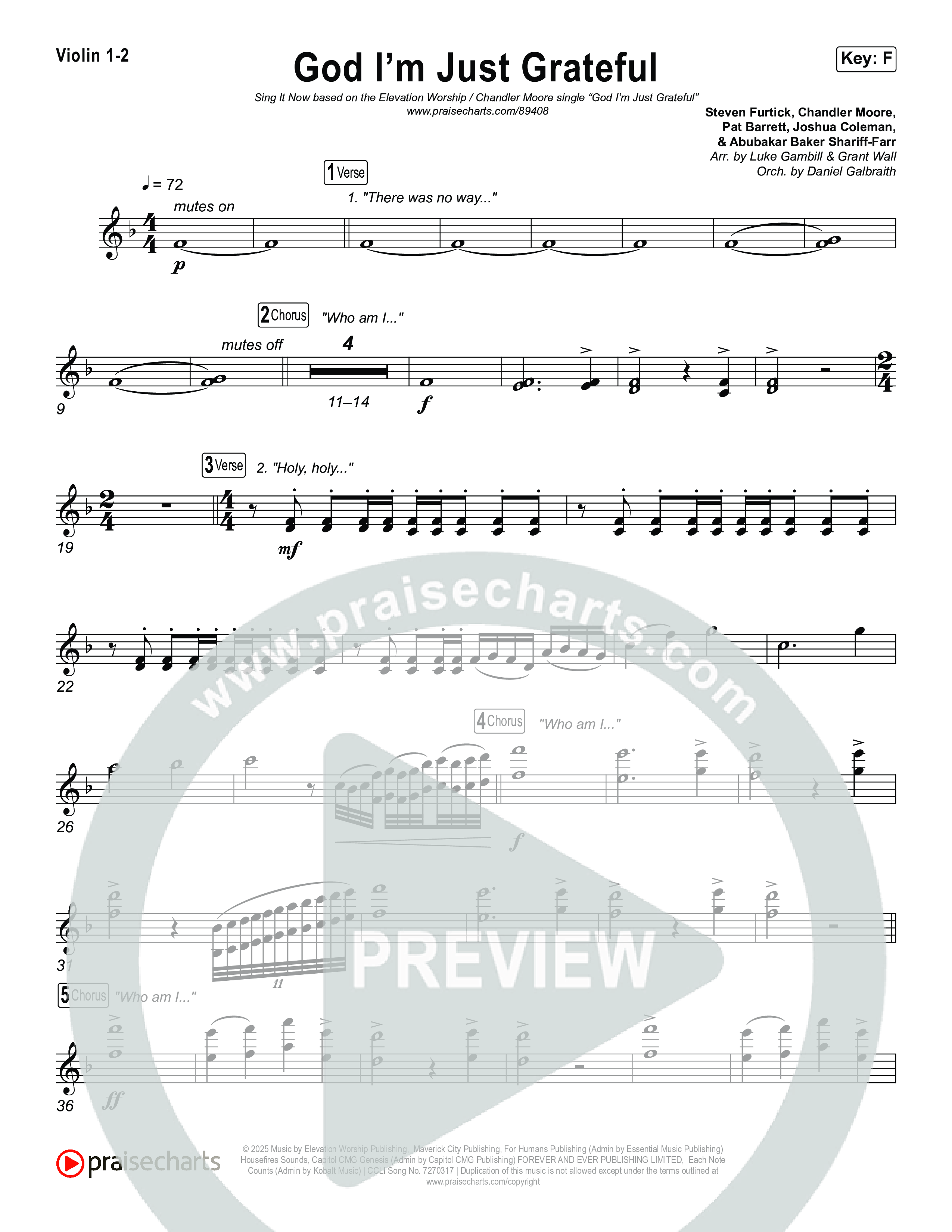 God I'm Just Grateful (Sing It Now) String Pack (Elevation Worship / Chandler Moore / Arr. Luke Gambill)