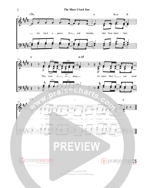 The More I Seek You Lead Sheet (PraiseVocals)